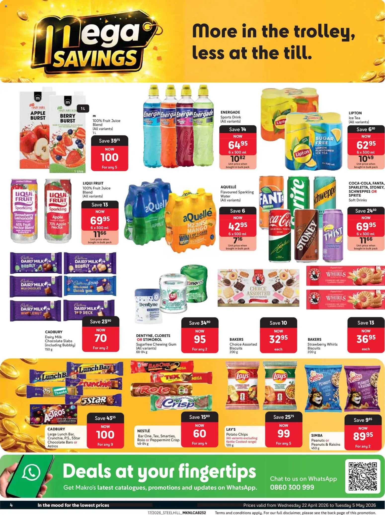 New Makro catalogue – valid from 22.04.2026 | Page: 4 | Products: Biscuits, Sprite, Stoney, Fruit