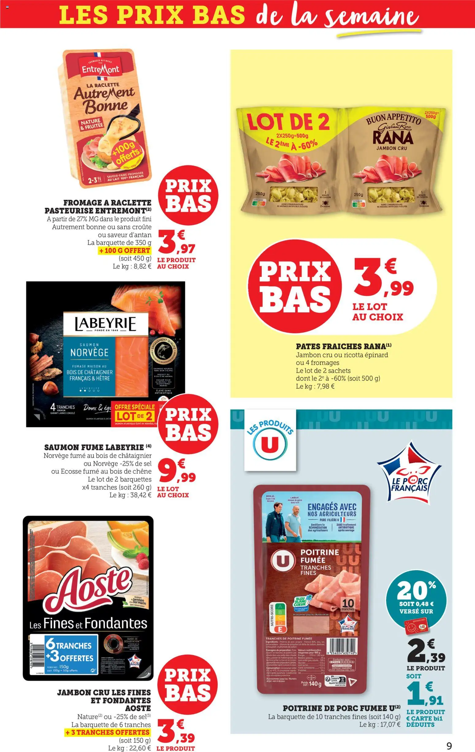 {H1} | Page: 9 | Produits: Jambon Cru, Sel, Lait, Porc