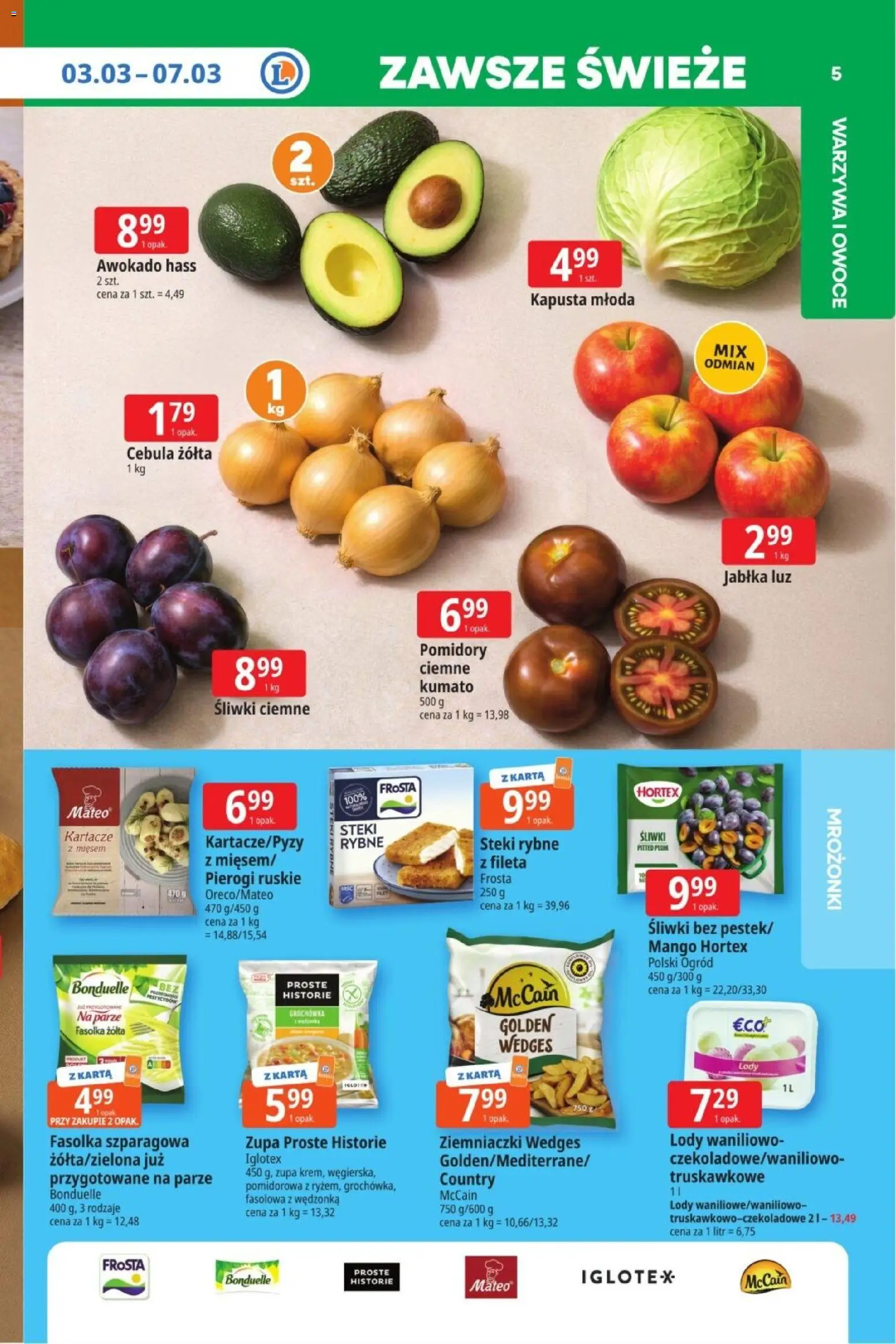 E.Leclerc Gazetka  od 02.03.2026 | Strona: 5 | Produkty: Karta, Pierogi, Jabłka, Pomidory