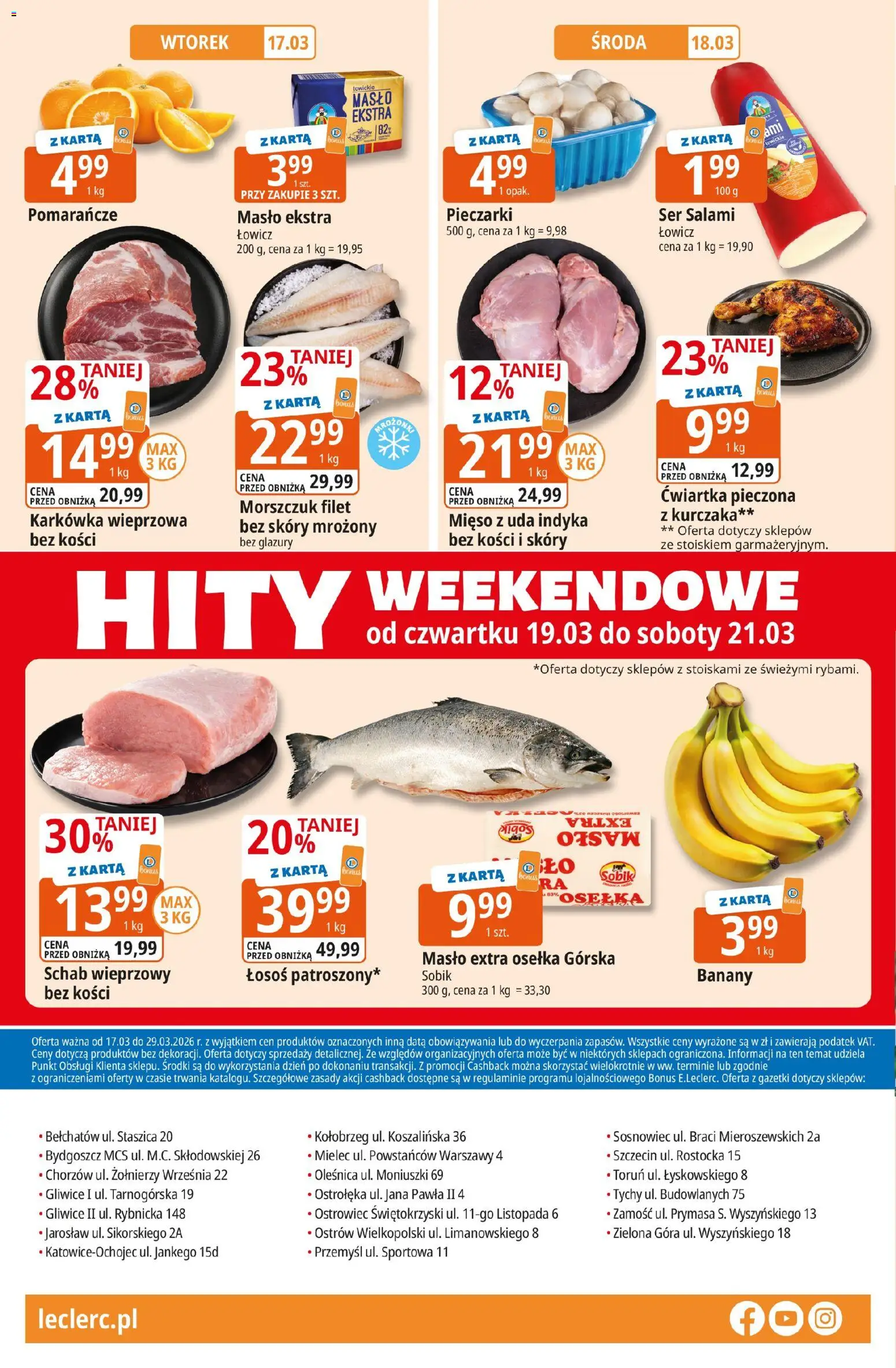 E.Leclerc gazetka - Zamość od 17.03.2026 | Strona: 32 | Produkty: Pieczarki, Mięso, Łosoś, Salami