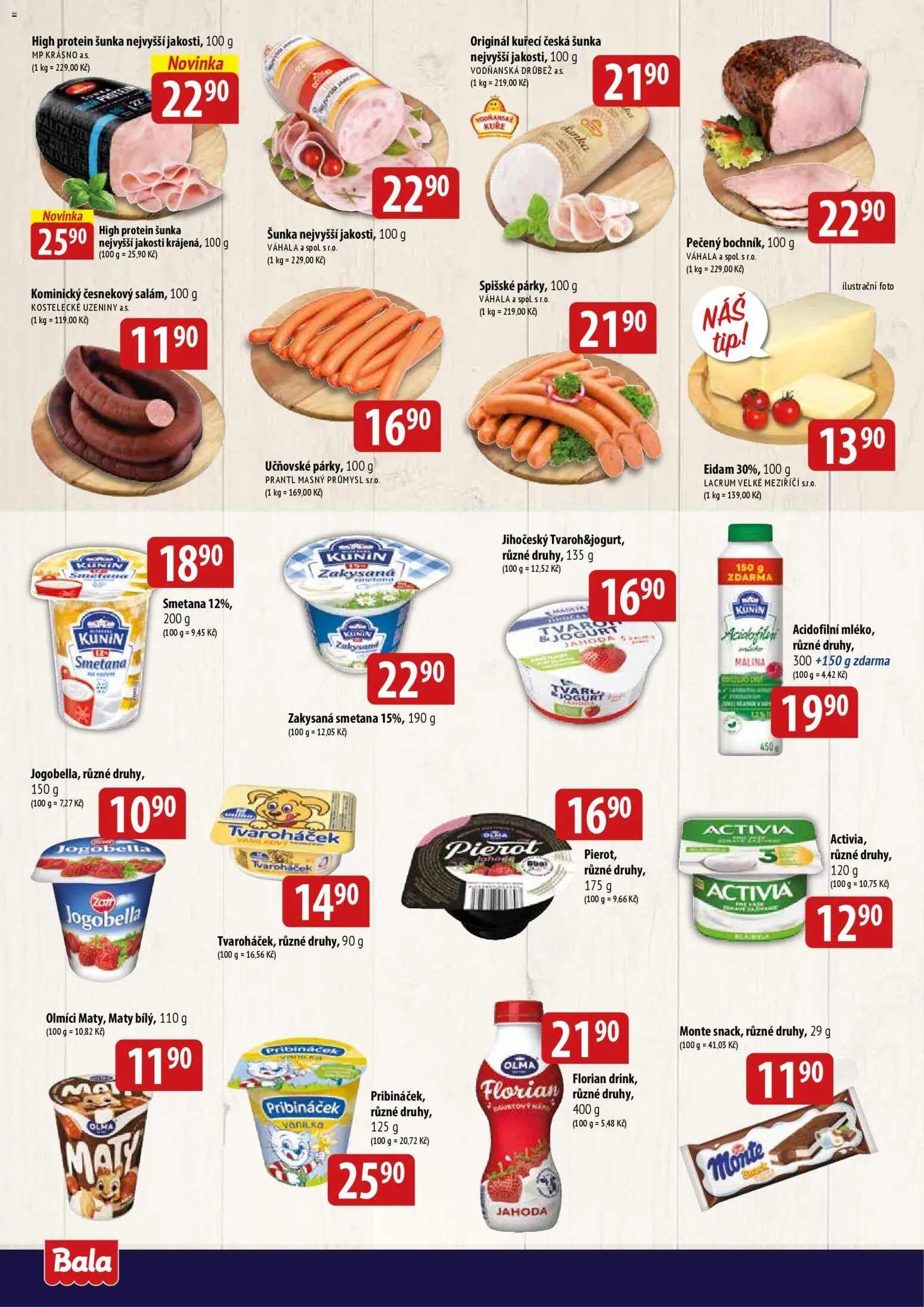 BALA velký leták od 21.01.2026 | Strana: 2 | Produkty: Uzeniny, Zakysaná smetana, Jogobella, Protein