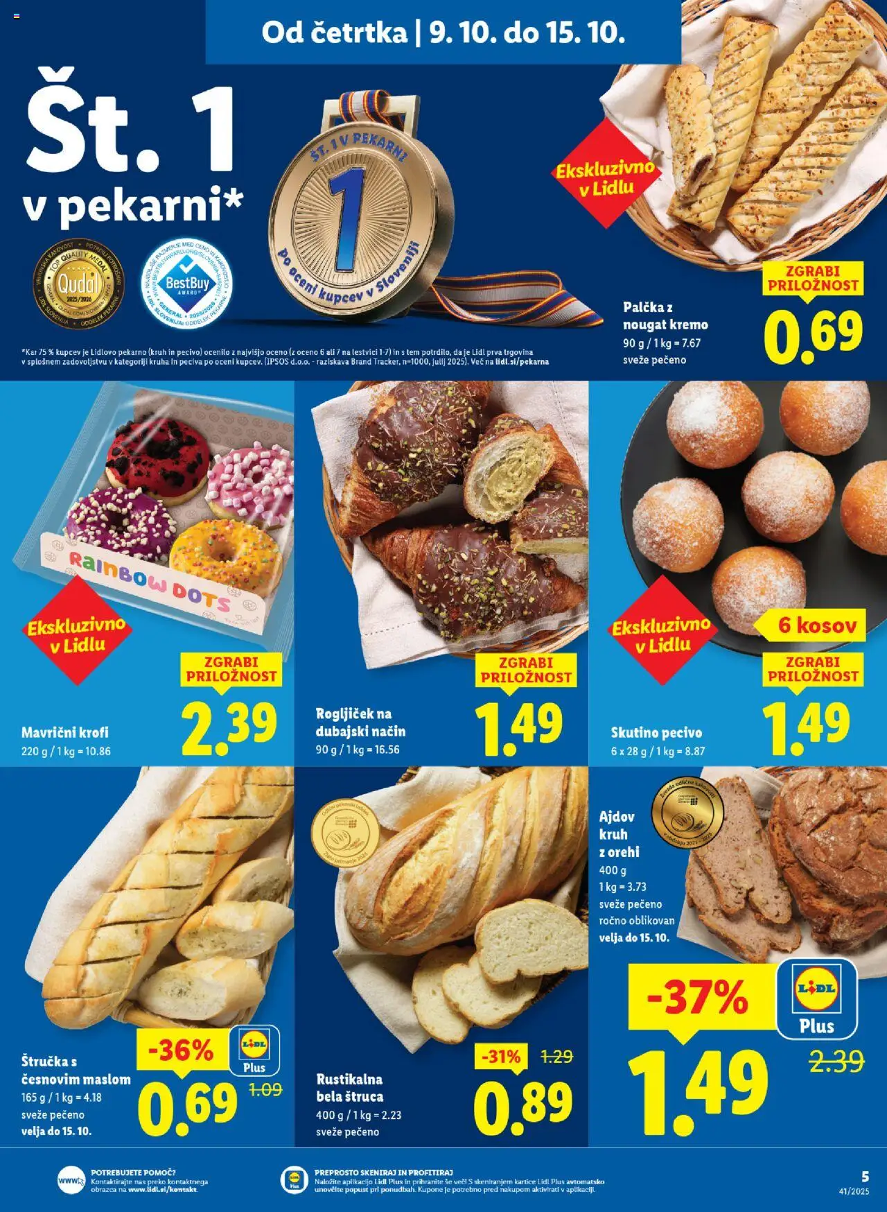 Novi Lidl katalog ponudbe – veljaven od 09.10.2025 | Stran: 5 | Izdelki: Štručka, Kruh