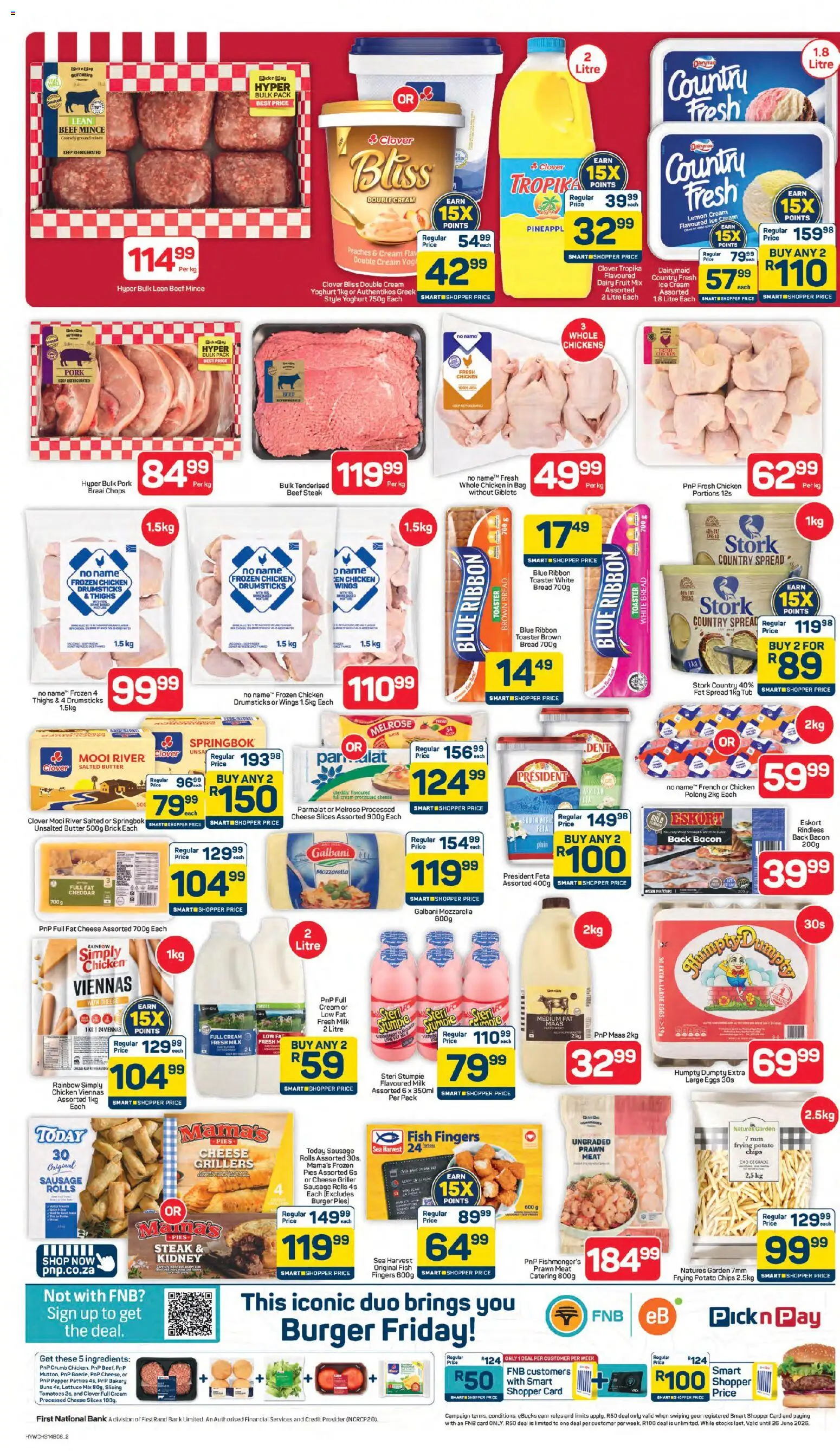New Pick n Pay catalogue – valid from 24.04.2026 | Page: 2 | Products: Bakery, Butter, Chips, Fruit