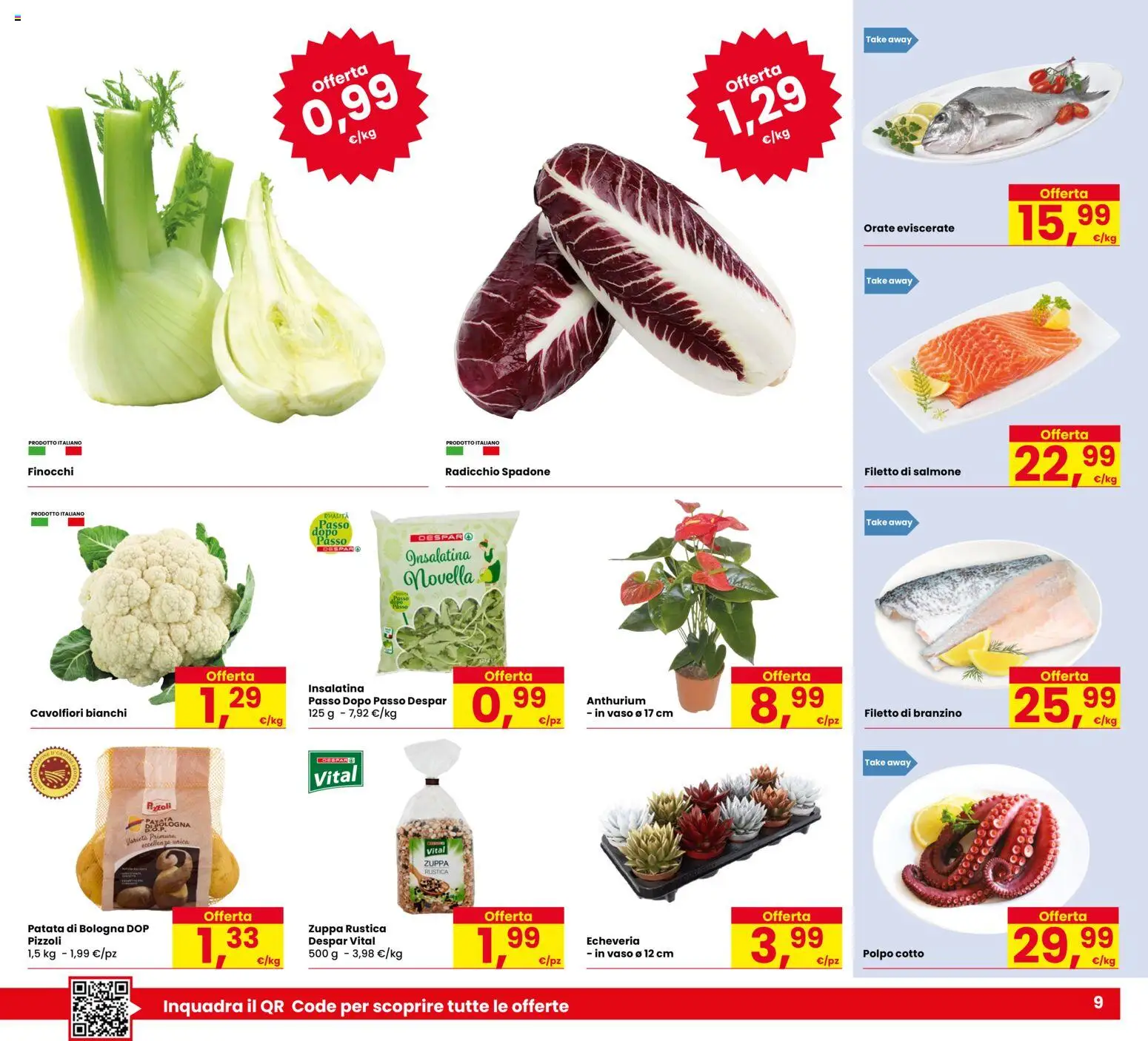 Volantino Despar del 11.12.2025 | Pagina: 9 | Prodotti: Salmone, Polpo, Branzino, Vaso
