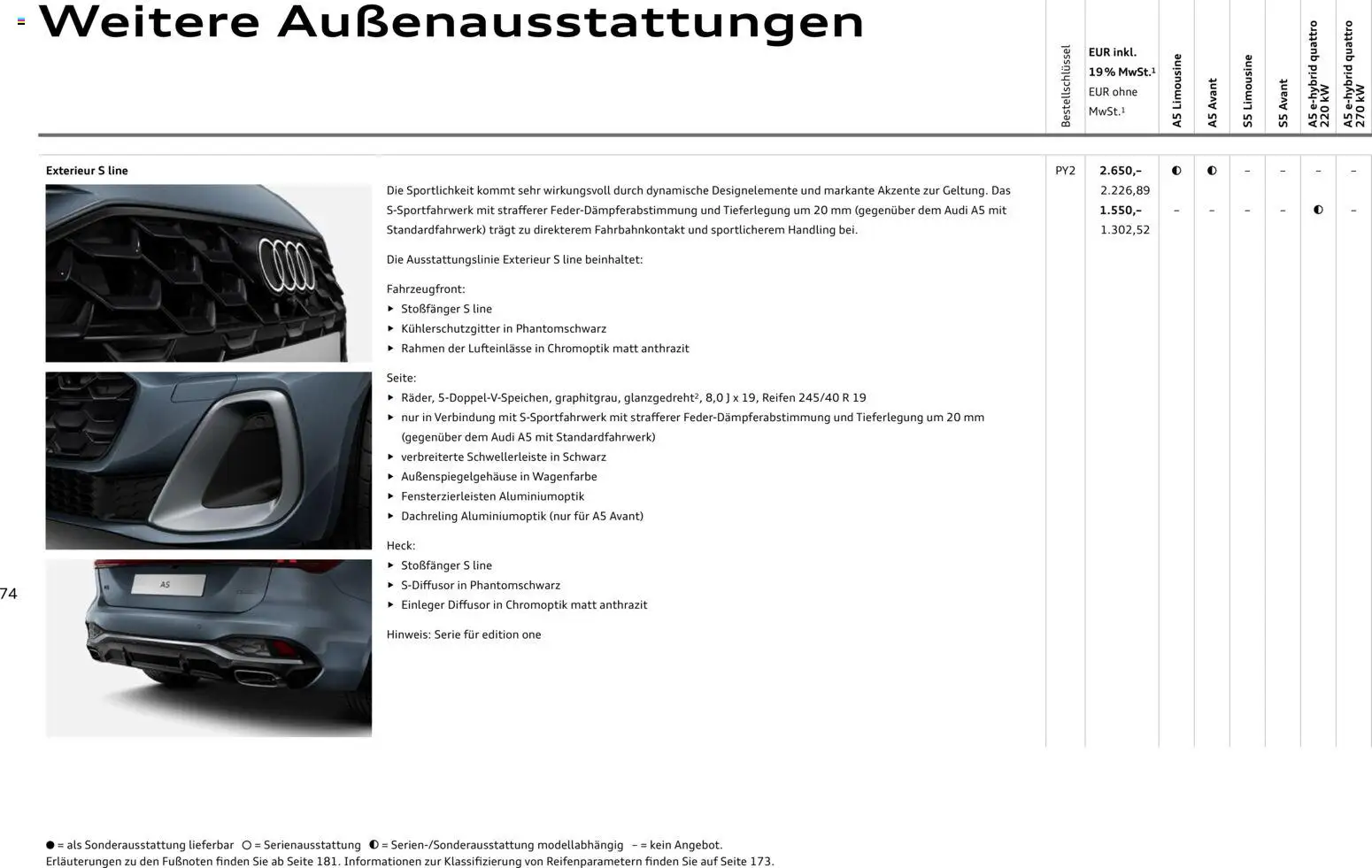 Audi A5 – gültig ab 28.10.2025 | Seite: 74
