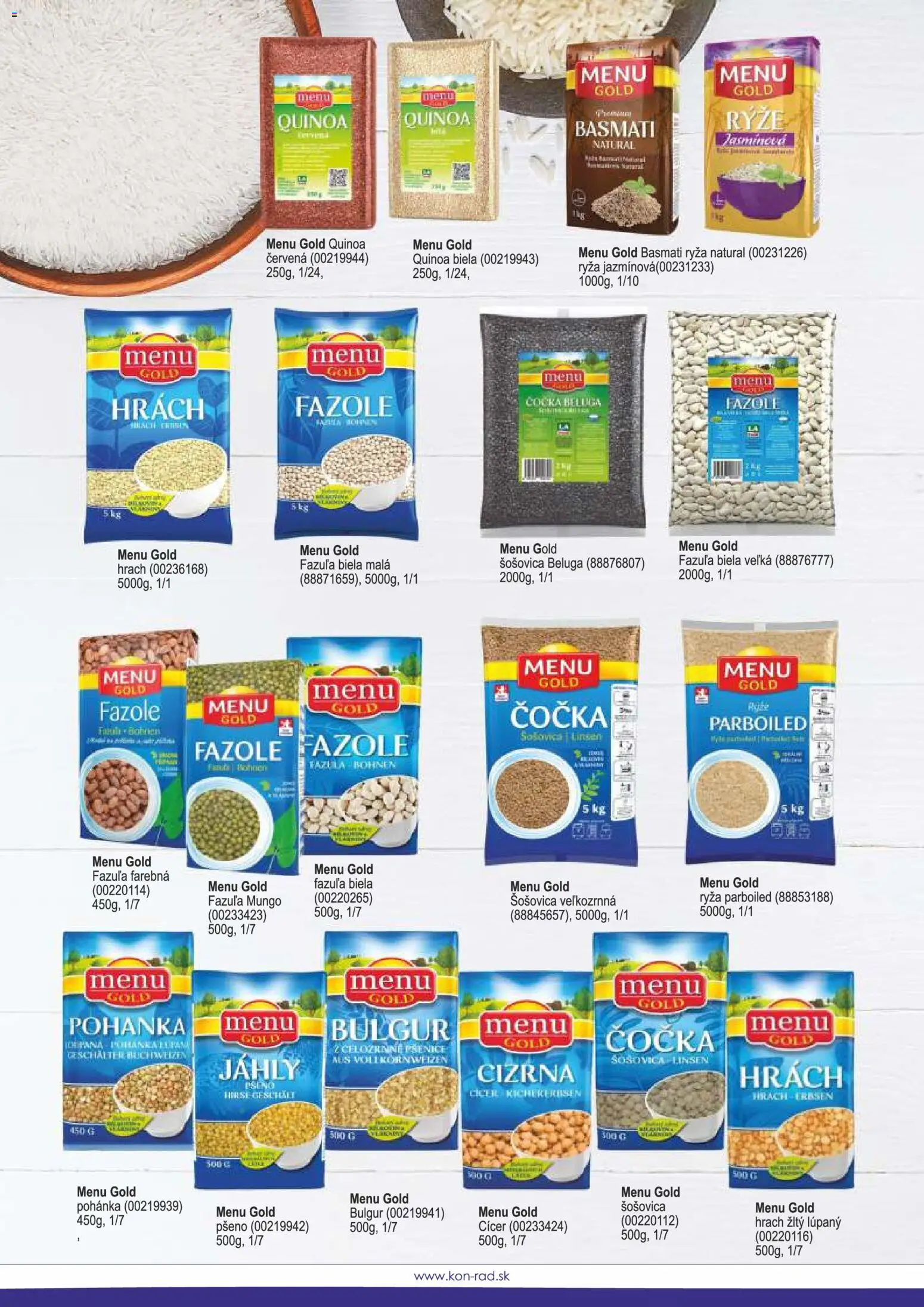 Nové KON - RAD akcie – leták je platný od 08.12.2025 | Strana: 50 | Produkty: Ryža, Fazuľa, Hrach, Šošovica