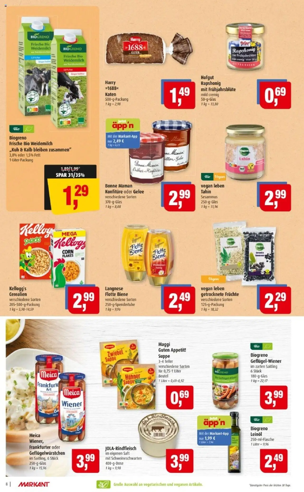 Markant Prospekt 	 – gültig ab 29.09.2025 | Seite: 8 | Produkte: Langnese, Maggi, Kellogg's, Bonne maman