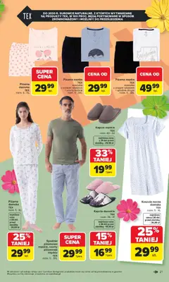 Pogląd oferty "Carrefour gazetka - TEX na spotkanie z wiosną" - ważna od 07.04.2026 | Strona: 21 | Produkty: Szorty, Koszula, Spodnie, Kapcie