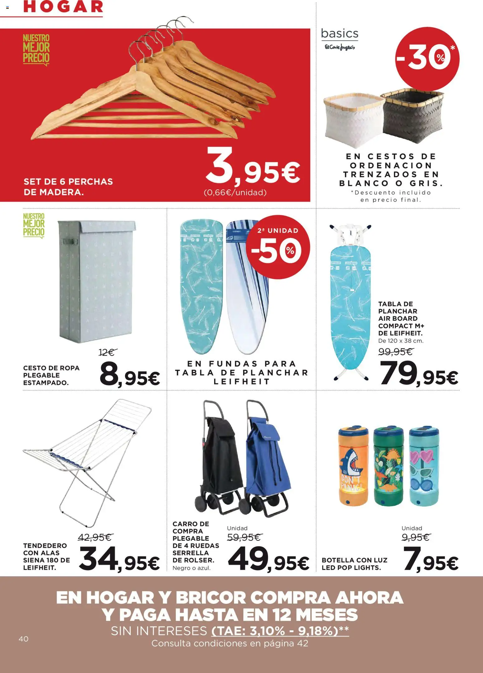 Hipercor catálogo │ válido desde el 12.03.2026 | Página: 40 | Productos: Ropa, Tendedero, Tabla de planchar