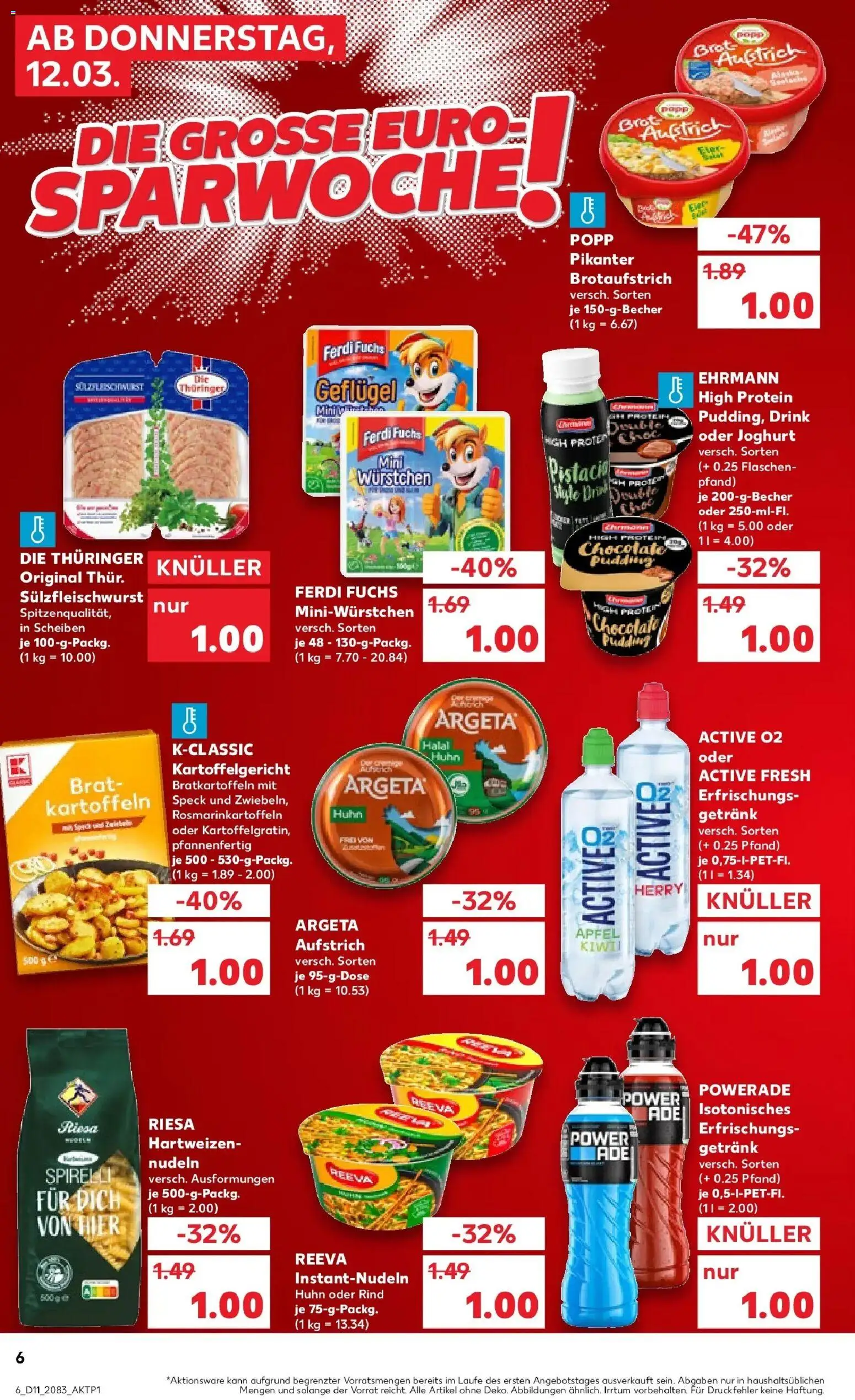 Kaufland Prospekt Schleiz	 – gültig ab 12.03.2026 | Seite: 6 | Produkte: Joghurt, Pudding, Kartoffeln, Nudeln