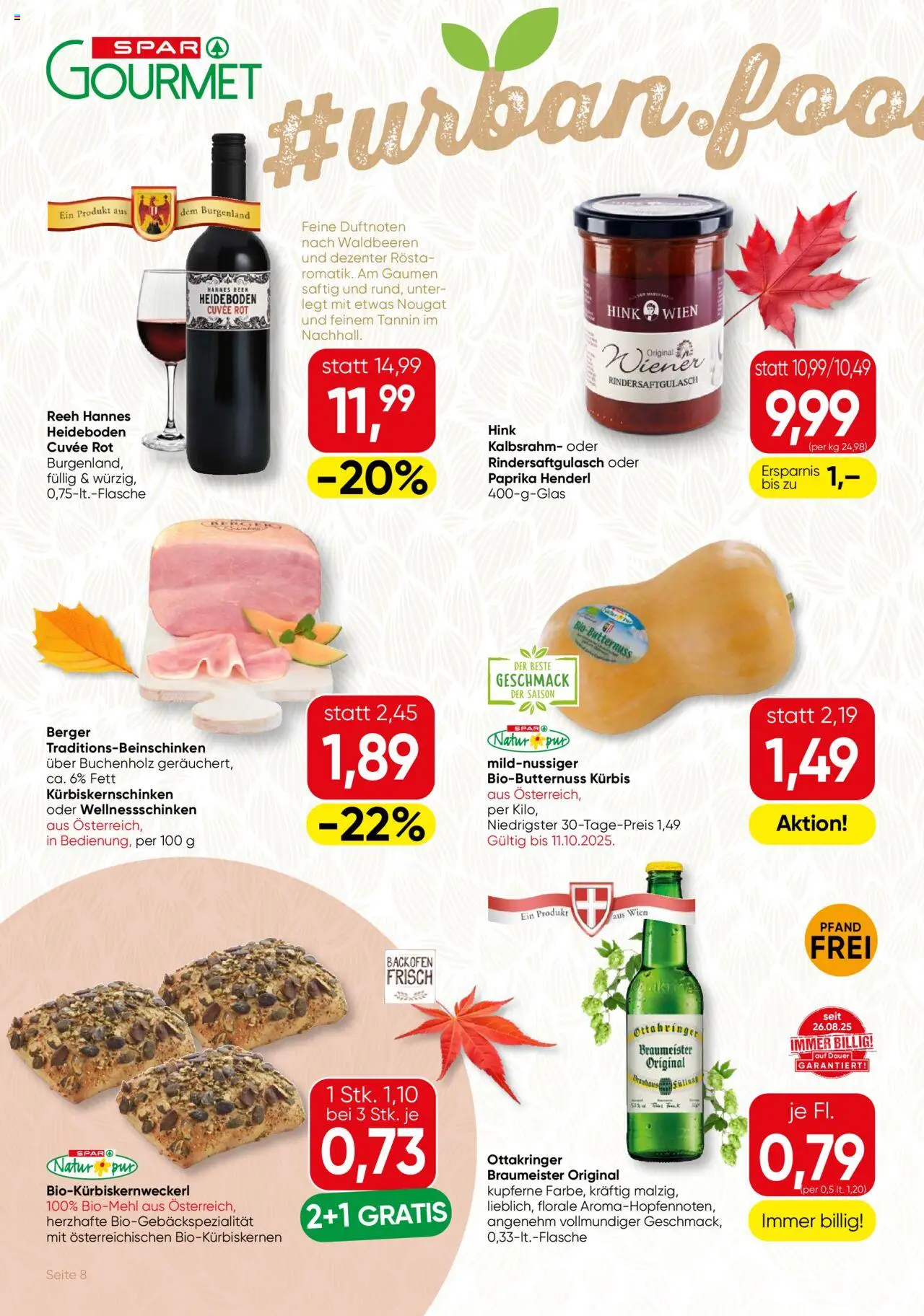 SPAR Gourmet Flugblatt gültig ab 09.10.2025 | Seite: 8 | Produkte: Kürbis