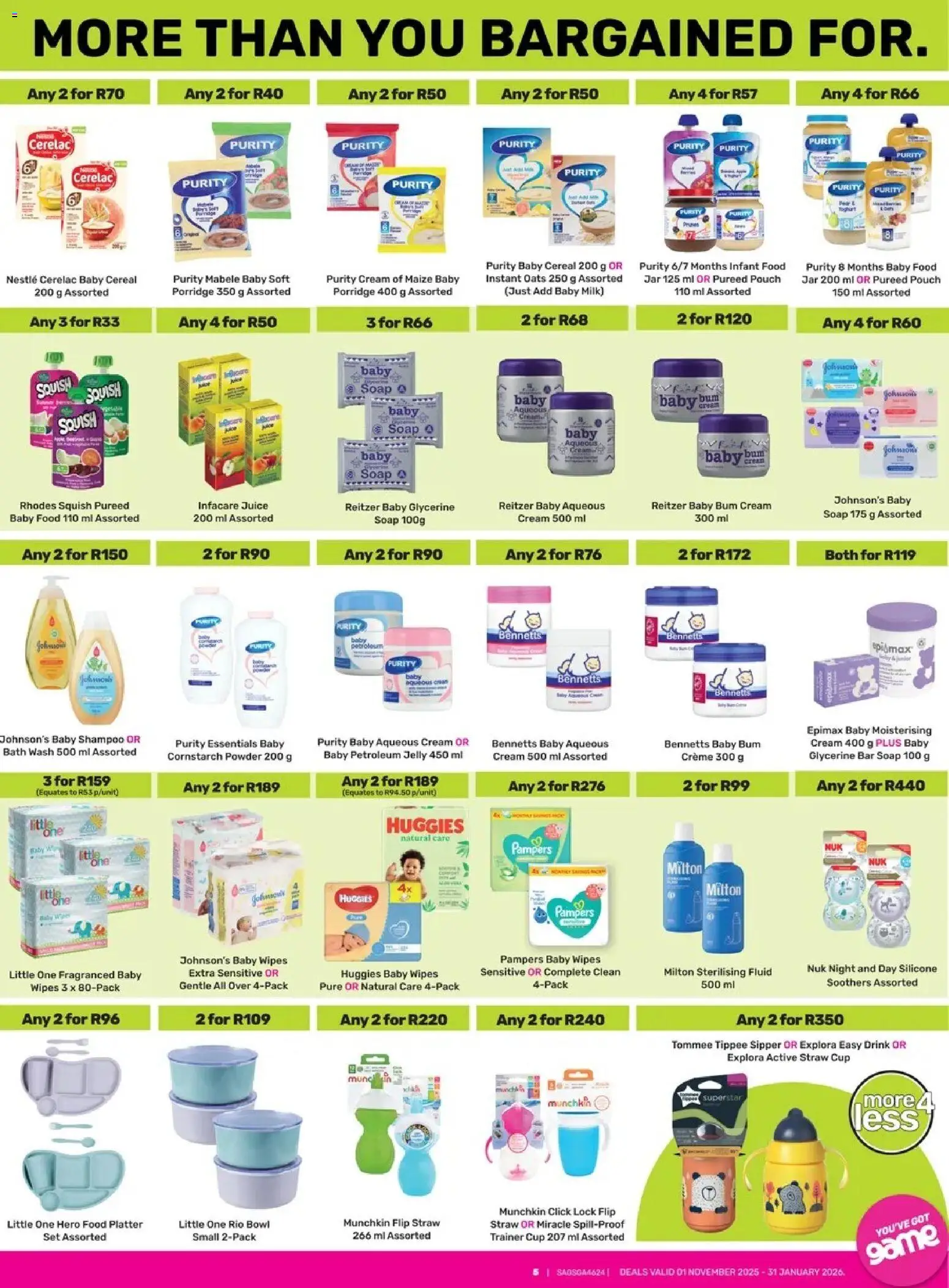 Game - More 4 Less valid from 01.11.2025 | Page: 5 | Products: Cream, Game, Juice, Bath