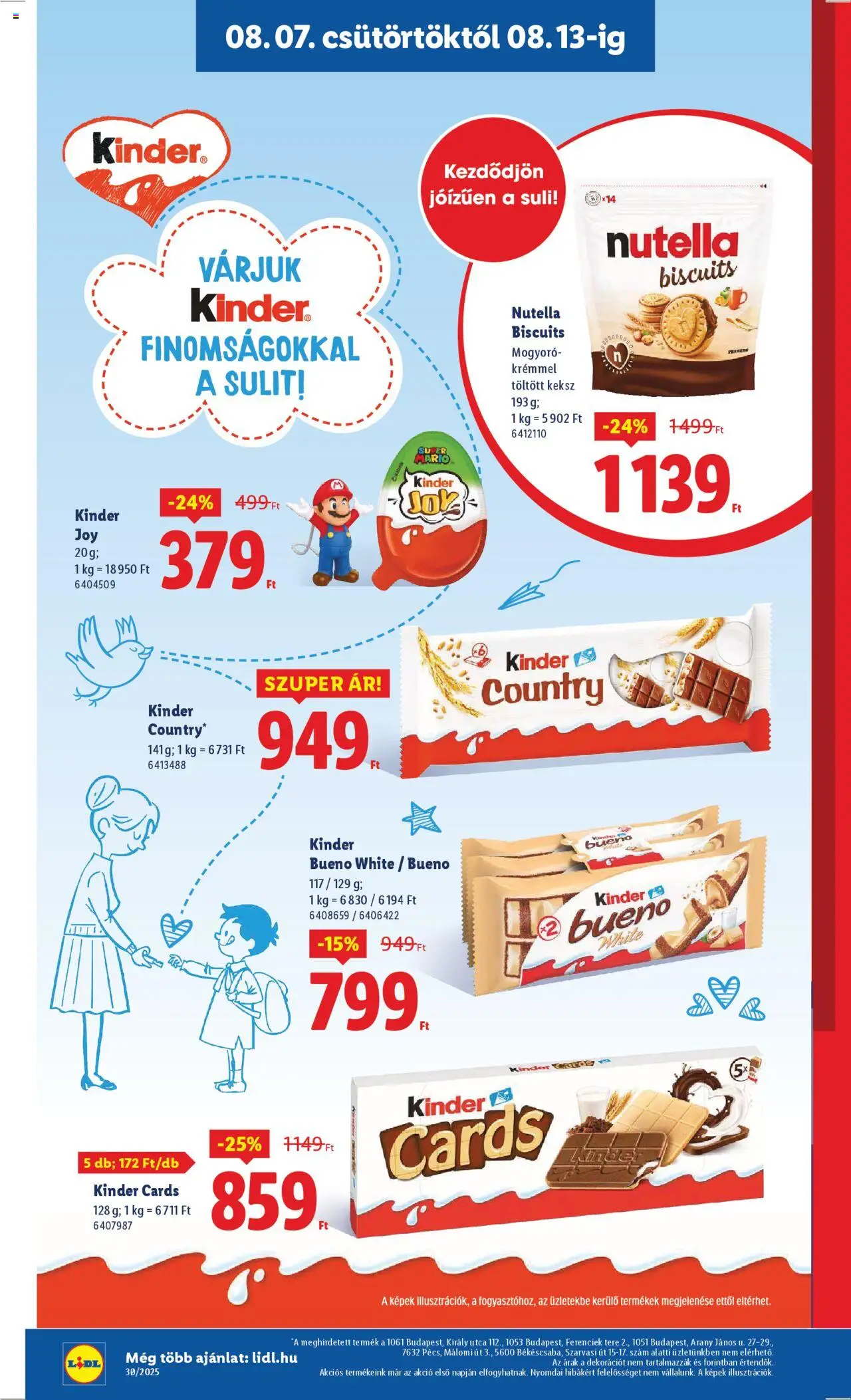 Lidl akciós ujság - amely érvényes a következő dátumtól: 07.08.2025 | Oldal: 12 | Termékek: Mogyoró, Nutella, Keksz
