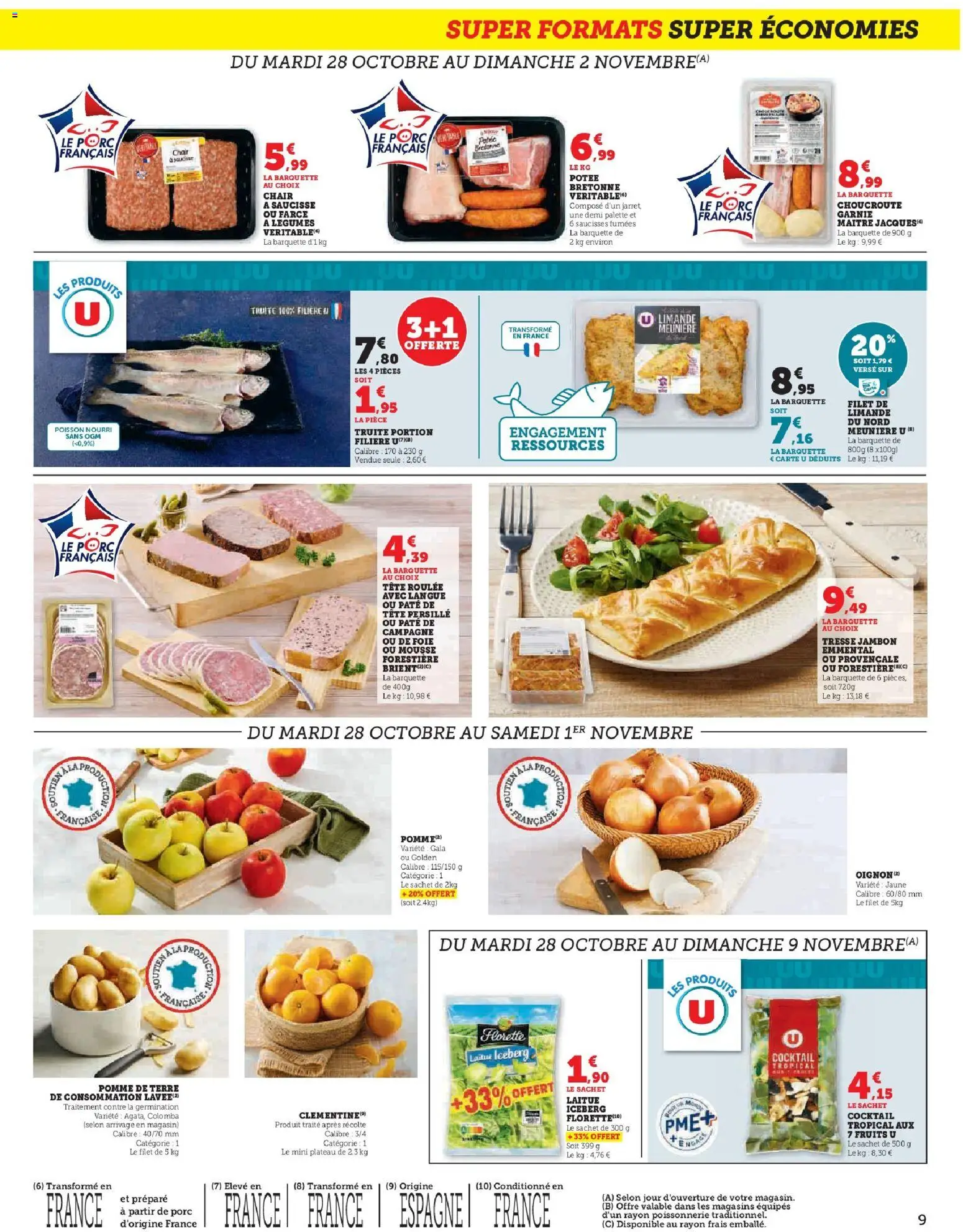 {H1} | Page: 9 | Produits: Poissonnerie, Emmental, Saucisse, Poisson