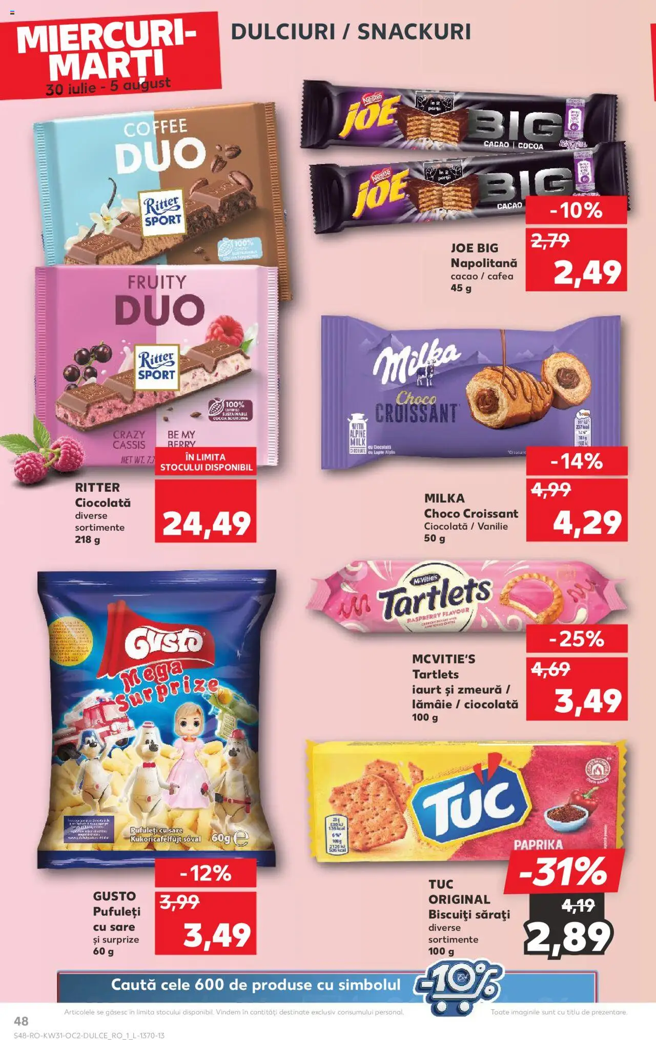 Kaufland RO akciós ujság - amely érvényes a következő dátumtól: 30.07.2025 | Oldal: 48 | Termékek: Croissant