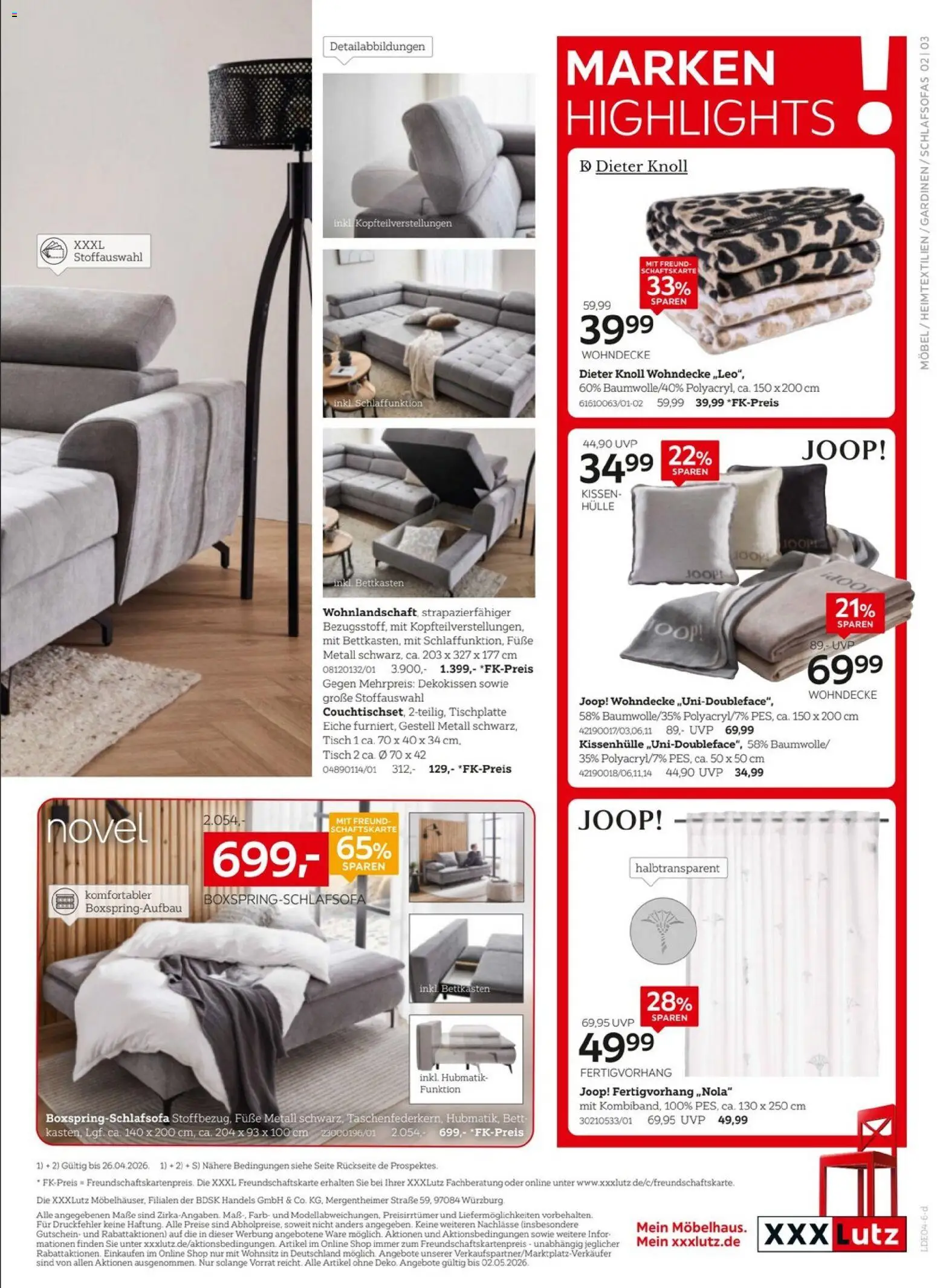 XXXLutz Nr. 1 beim Preis – gültig ab 11.04.2026 | Seite: 3 | Produkte: Hülle, Bett, Kissen, Tisch