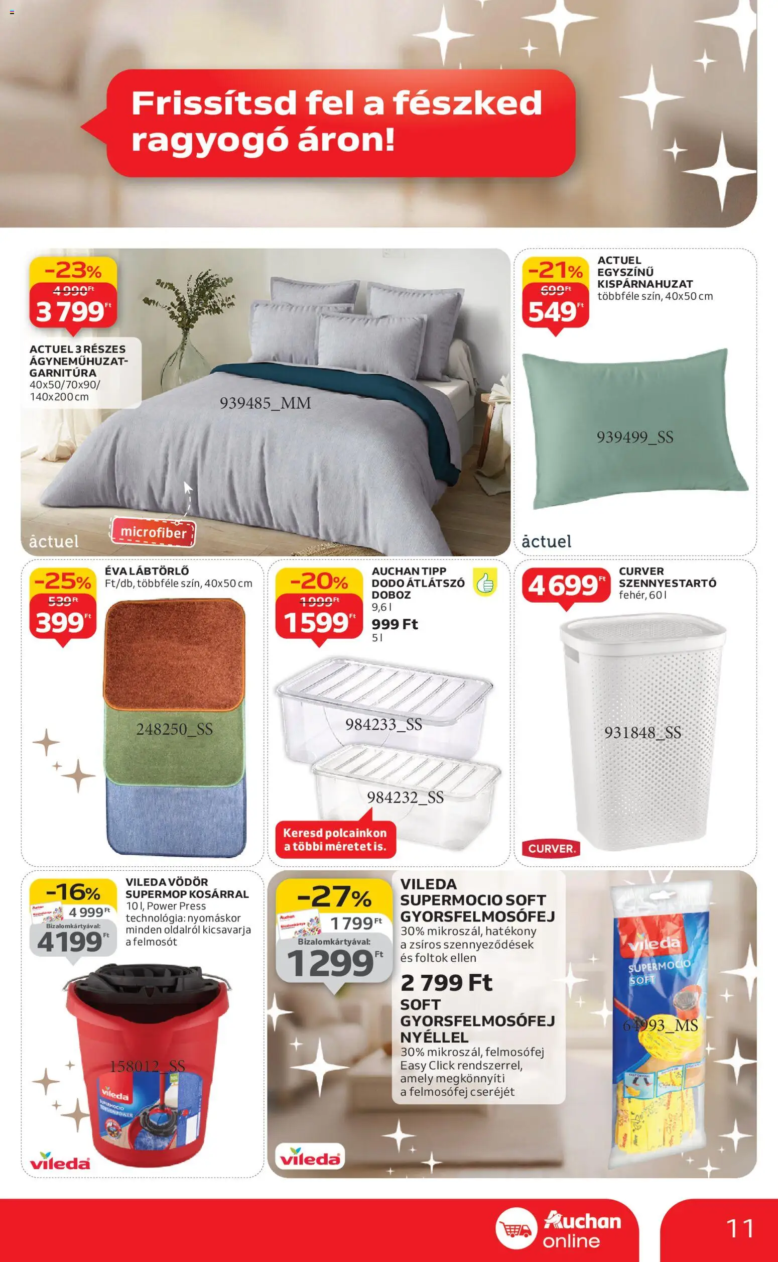 Auchan akciós ujság - amely érvényes a következő dátumtól: 27.12.2025 | Oldal: 11 | Termékek: Doboz, Szennyestartó, Felmosófej, Vileda