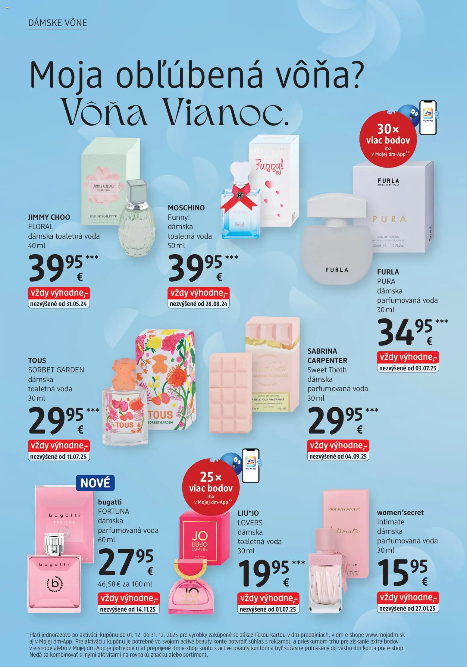 Nové dm drogerie akcie – leták je platný od 01.12.2025 | Strana: 4 | Produkty: Toaletná voda, Sorbet, Voda