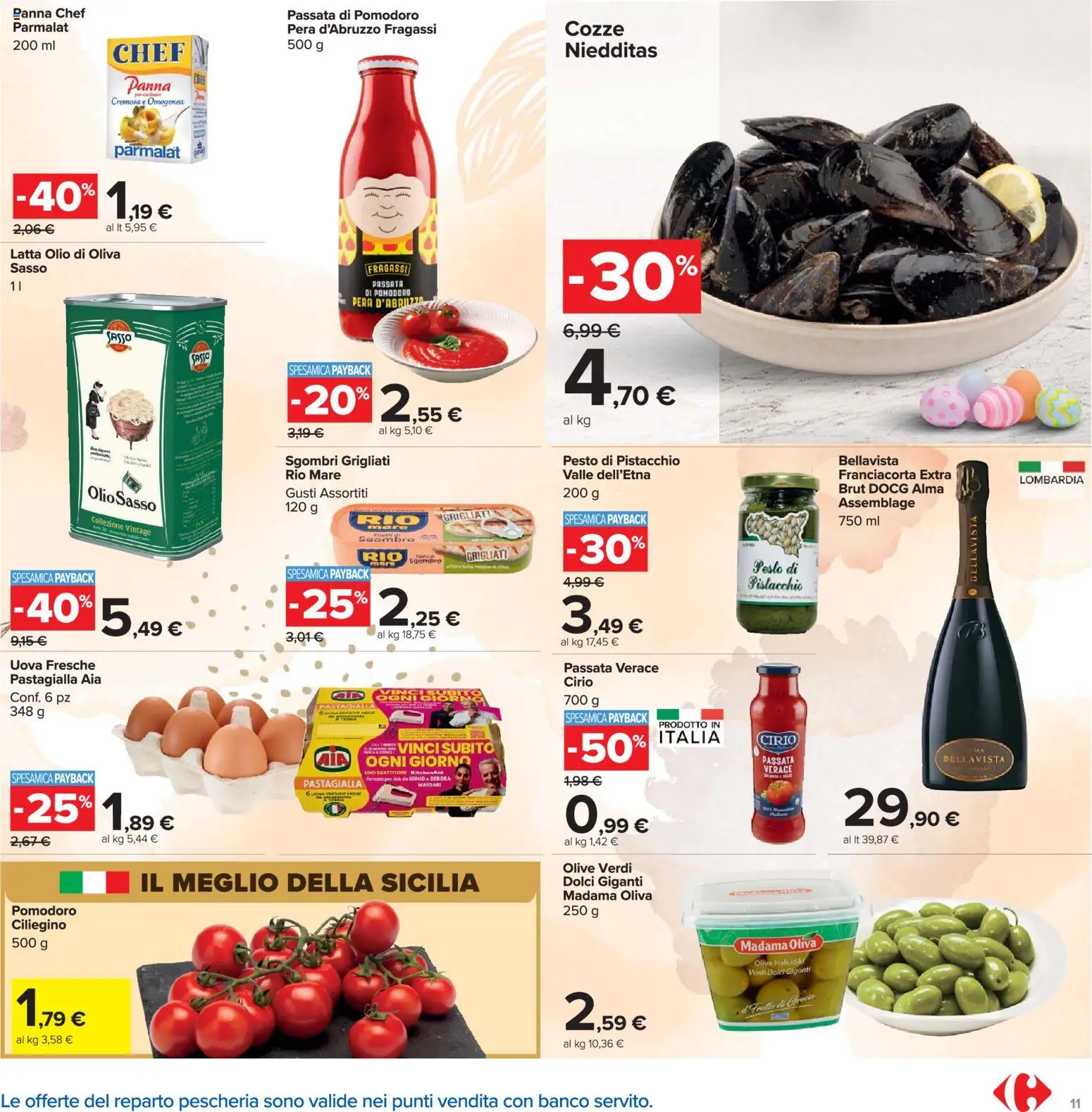 Volantino Carrefour del 24.03.2026 | Pagina: 11 | Prodotti: Uova, Sbattitore, Panna, Olio