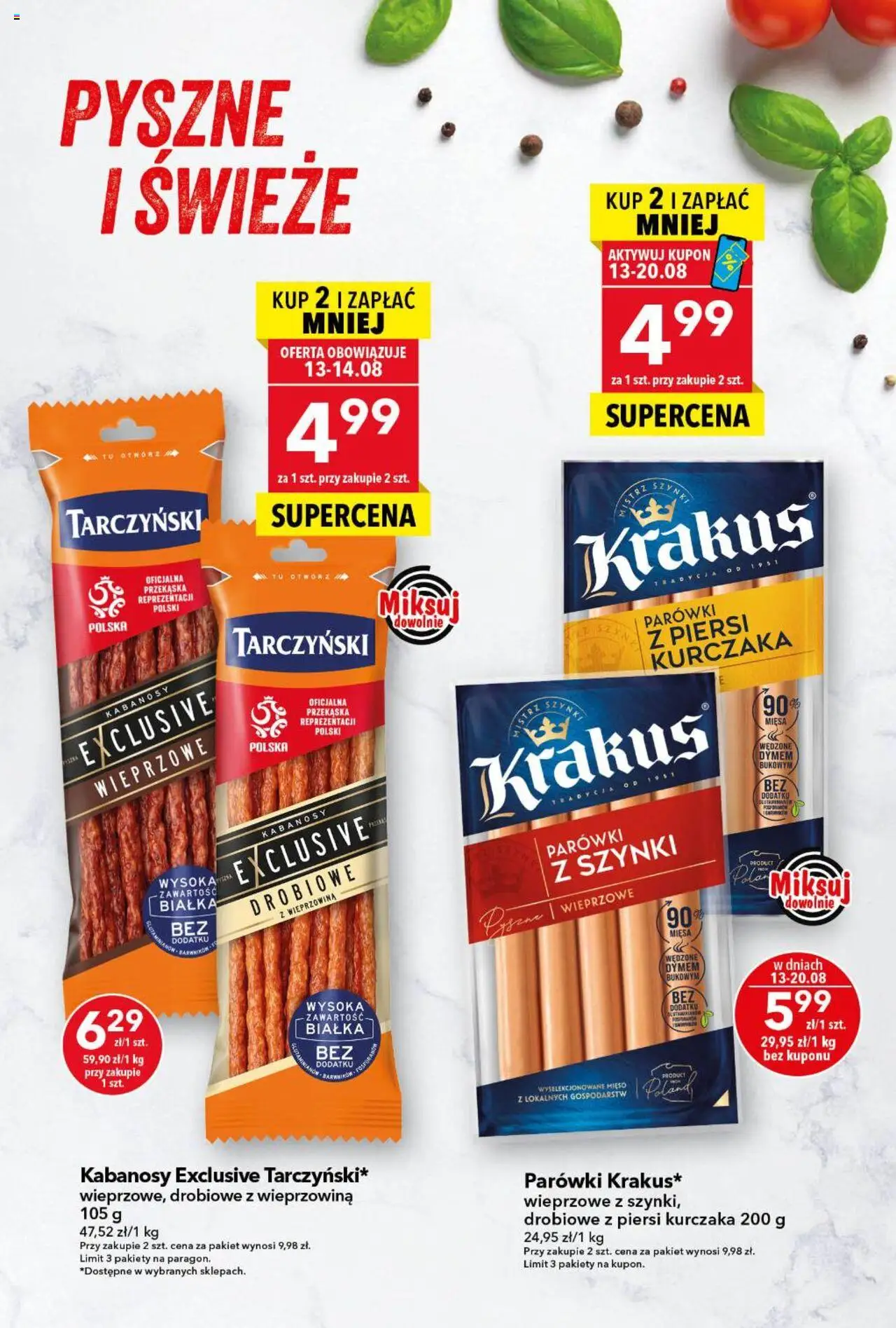 Lewiatan gazetka od 13.08.2025 | Strona: 4 | Produkty: Piersi, Parówki, Szynka, Wieprzowina