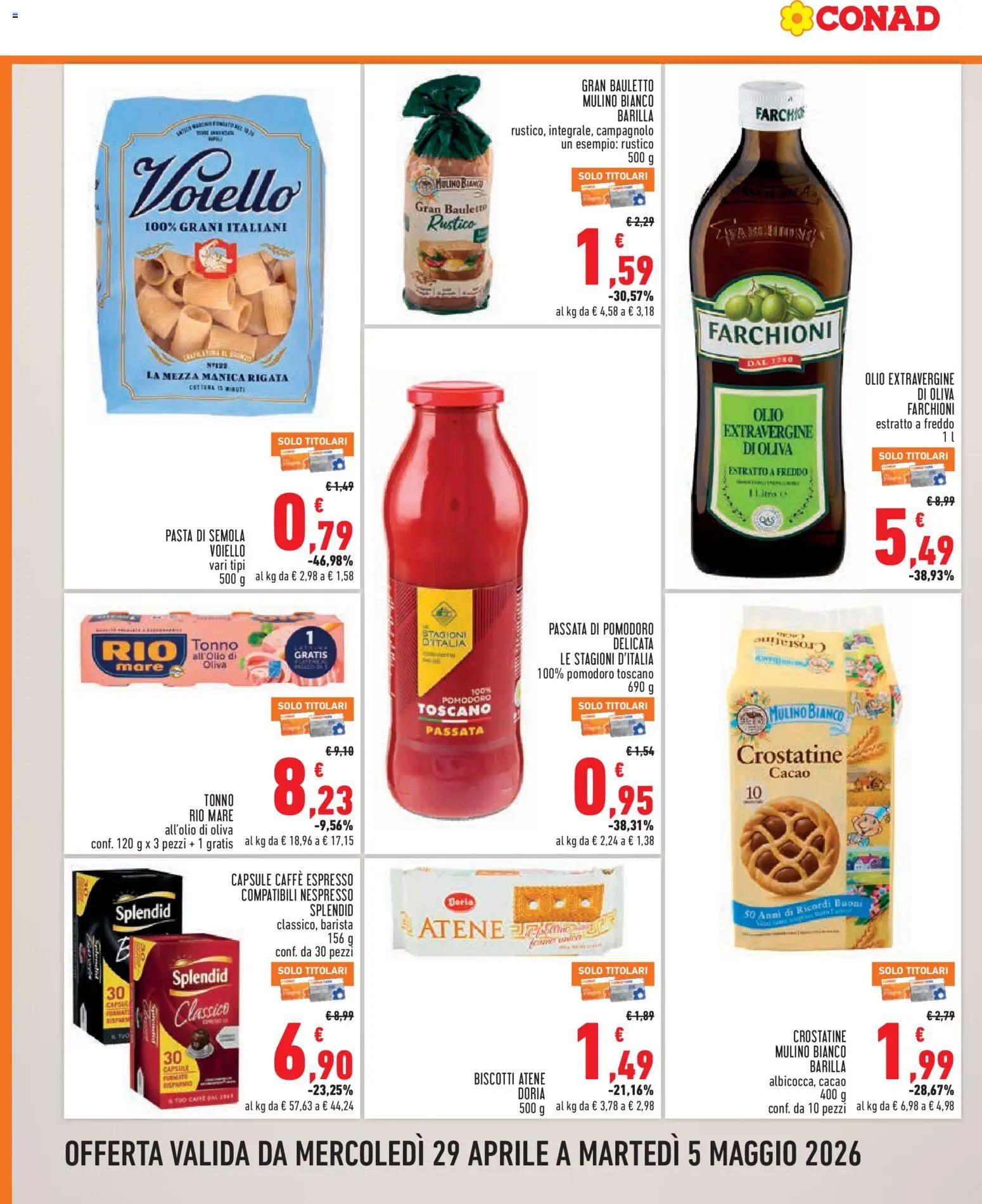 Volantino Conad del 29.04.2026 | Pagina: 6 | Prodotti: Pomodoro, Olive, Pasta, Passata di pomodoro