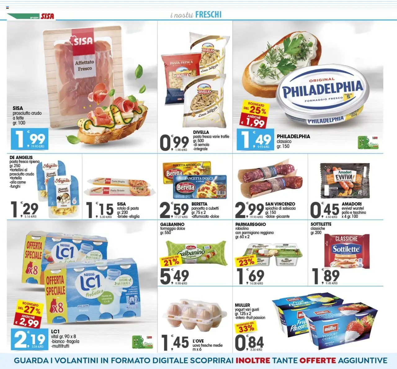 Volantino SISA del 03.10.2025 | Pagina: 4 | Prodotti: Uova, Pancetta, Formaggio, Parmigiano reggiano