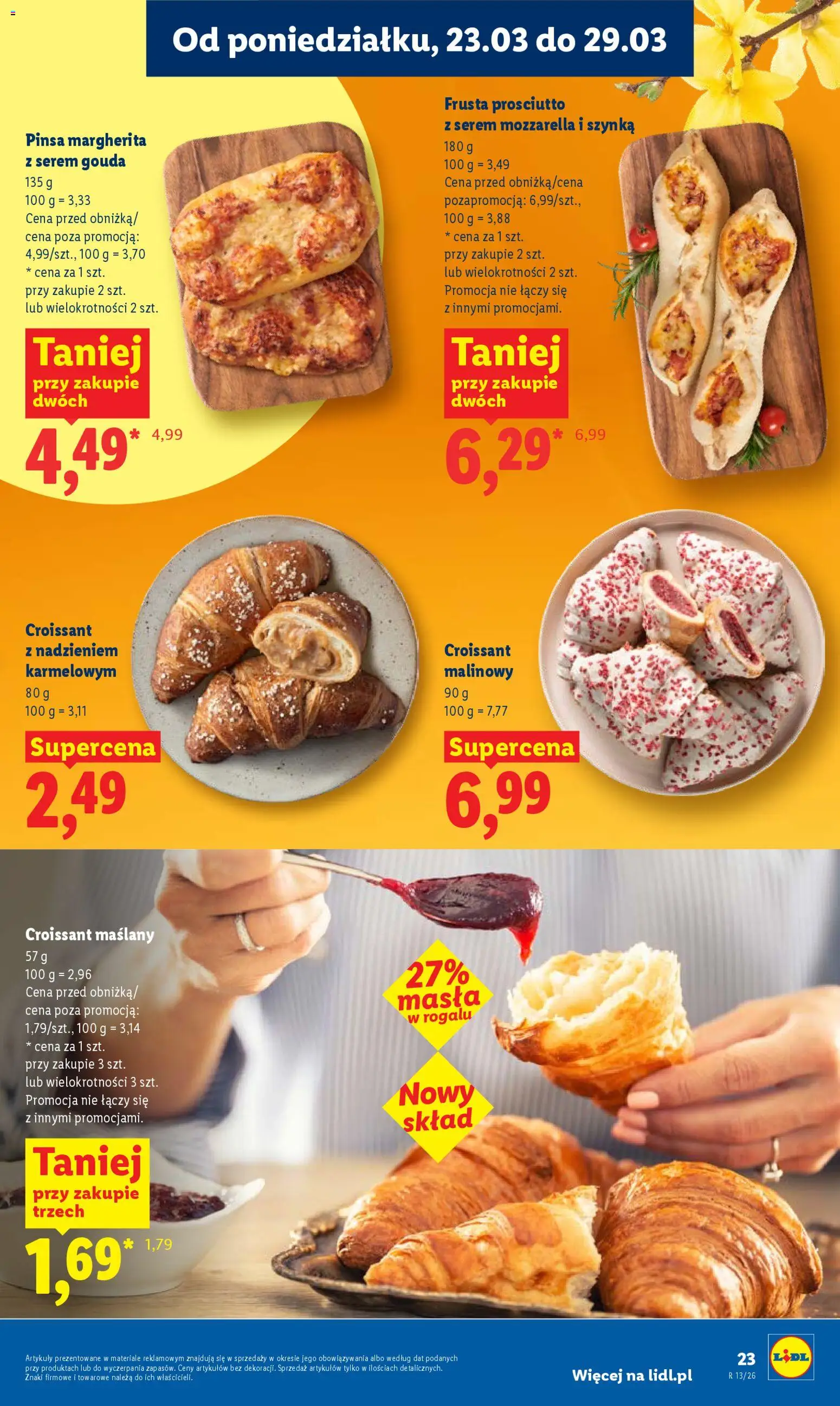 Lidl Polsko leták od 23.03.2026 | Strana: 23 | Produkty: Gouda, Prosciutto, Croissant, Mozzarella