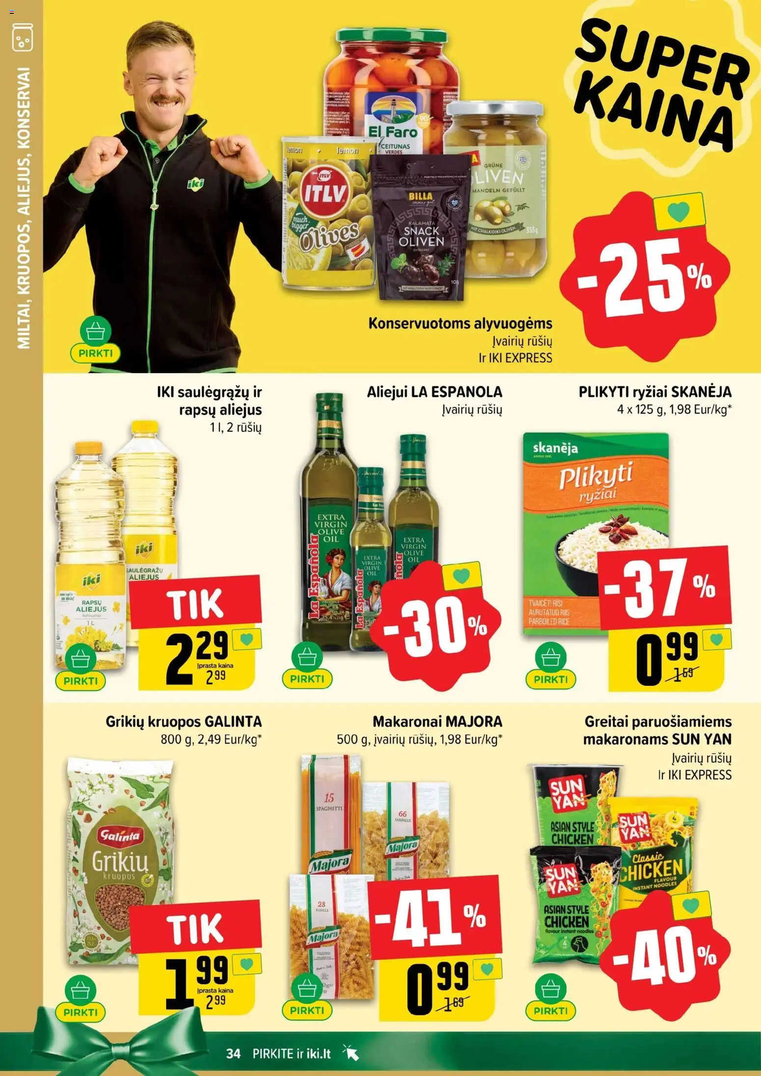 IKI akcijos nuo 03.11.2025 | Puslapis: 34 | Prekių: Aliejus, Konservai, Ryžiai, Makaronai