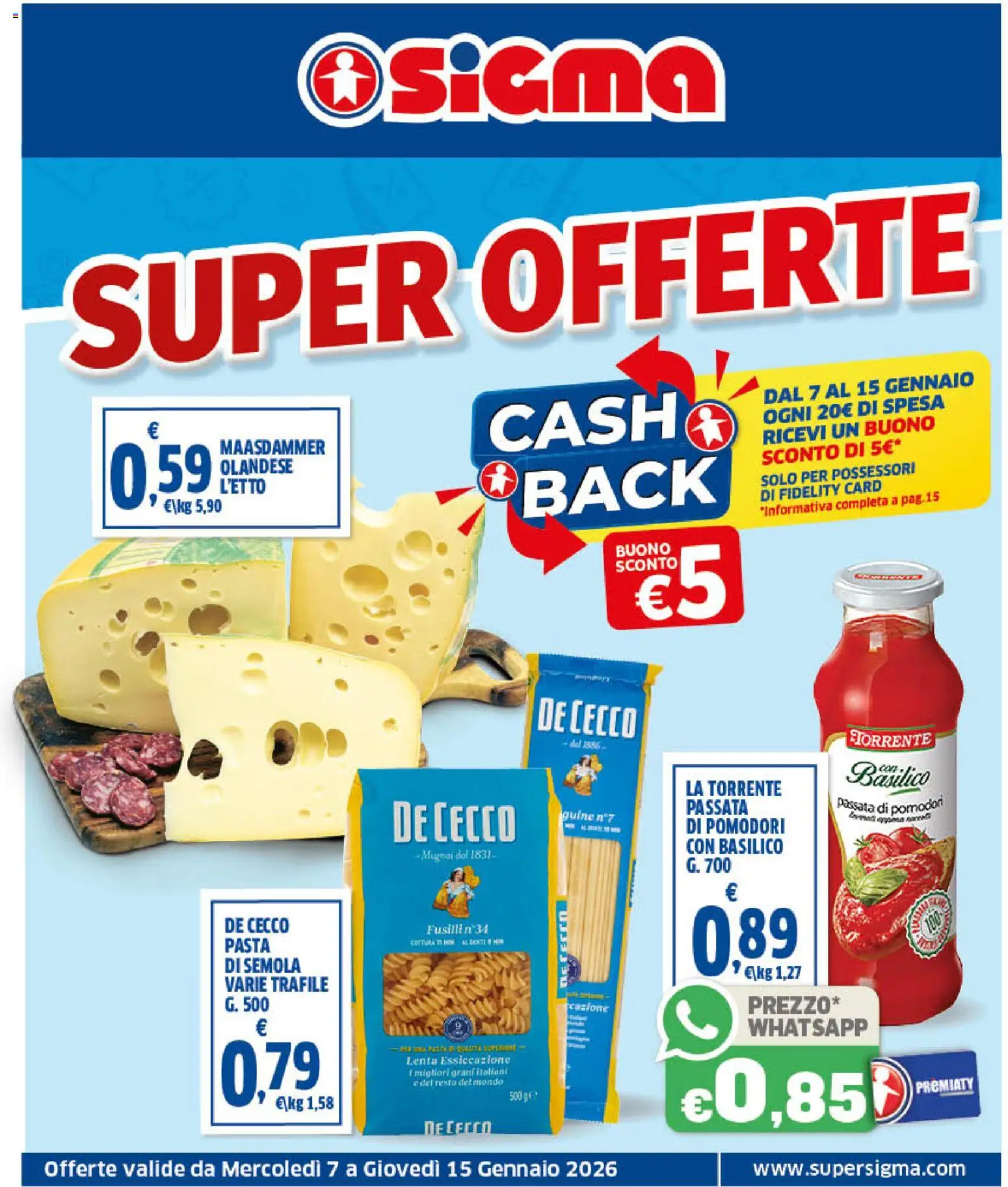Volantino SIGMA del 07.01.2026 | Pagina: 1 | Prodotti: Pomodori, Pasta, Basilico
