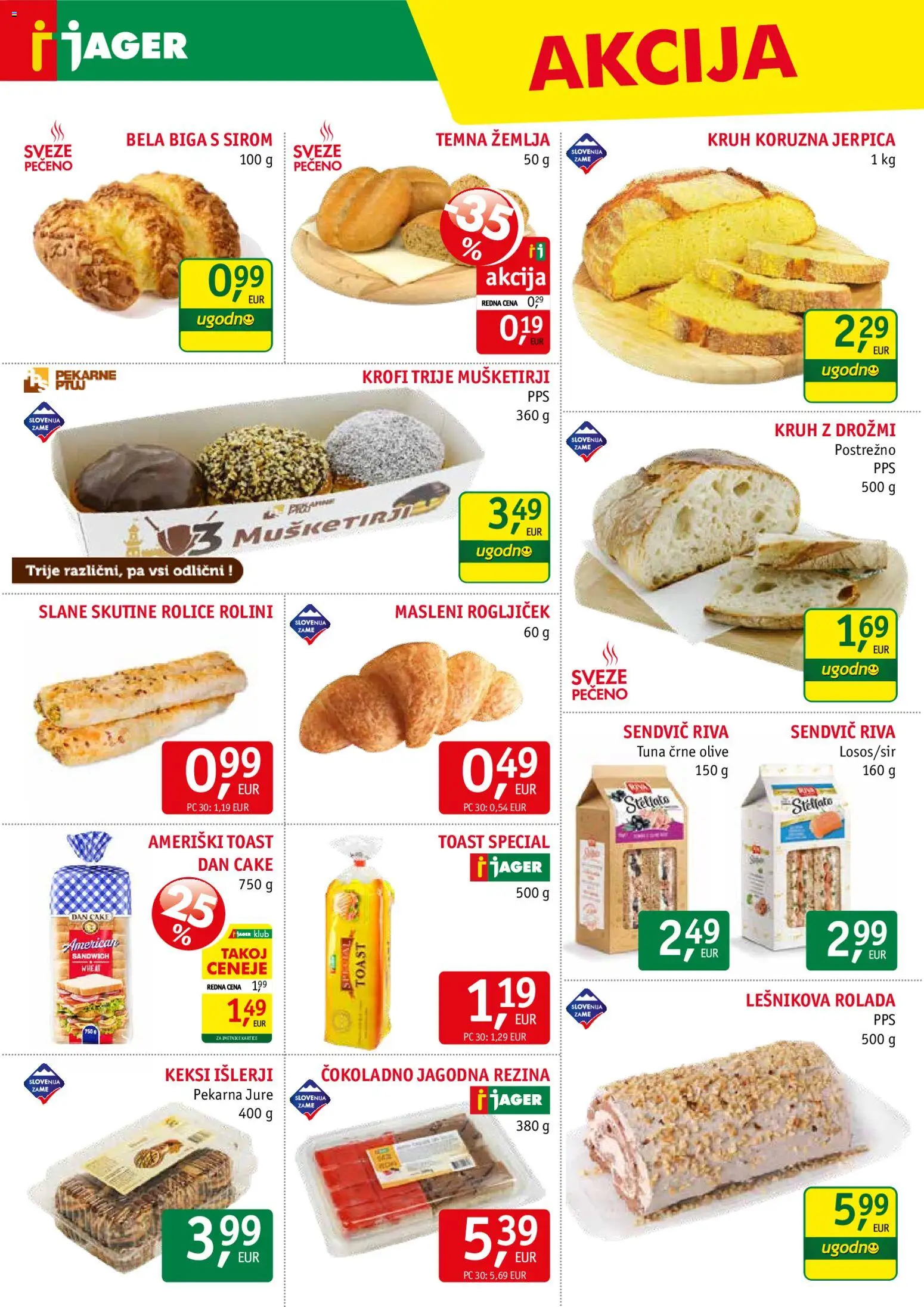 Novi Jager katalog ponudbe – veljaven od 26.11.2025 | Stran: 6 | Izdelki: Keksi, Rolada, Olive, Kruh