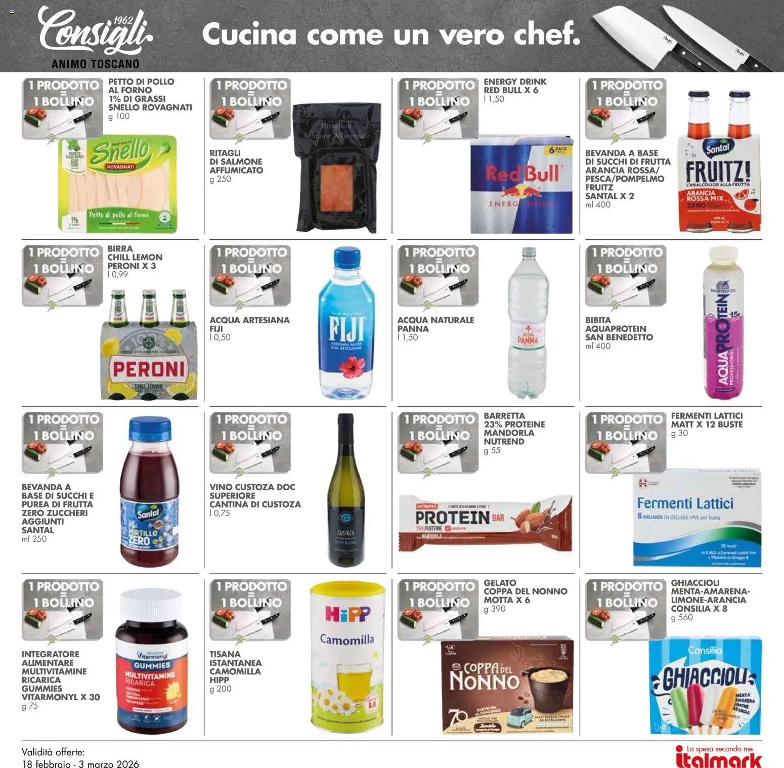 Volantino Italmark del 18.02.2026 | Pagina: 26 | Prodotti: Salmone affumicato, Petto di Pollo, Ghiaccioli, Gelato