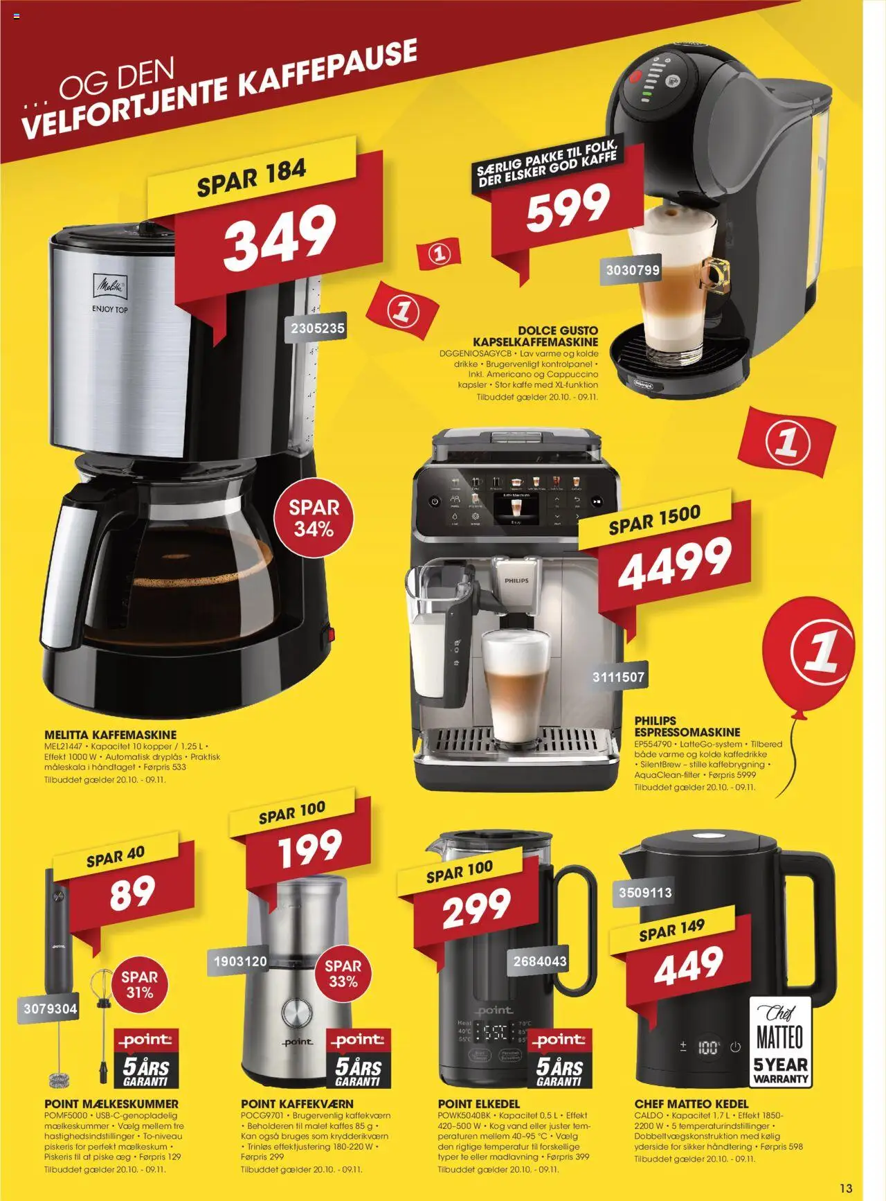 Punkt1 tilbudsavis – gyldig fra 20.10.2025 | Side: 13 | Produkter: Kaffe, Søm, Piskeris, Kaffemaskine