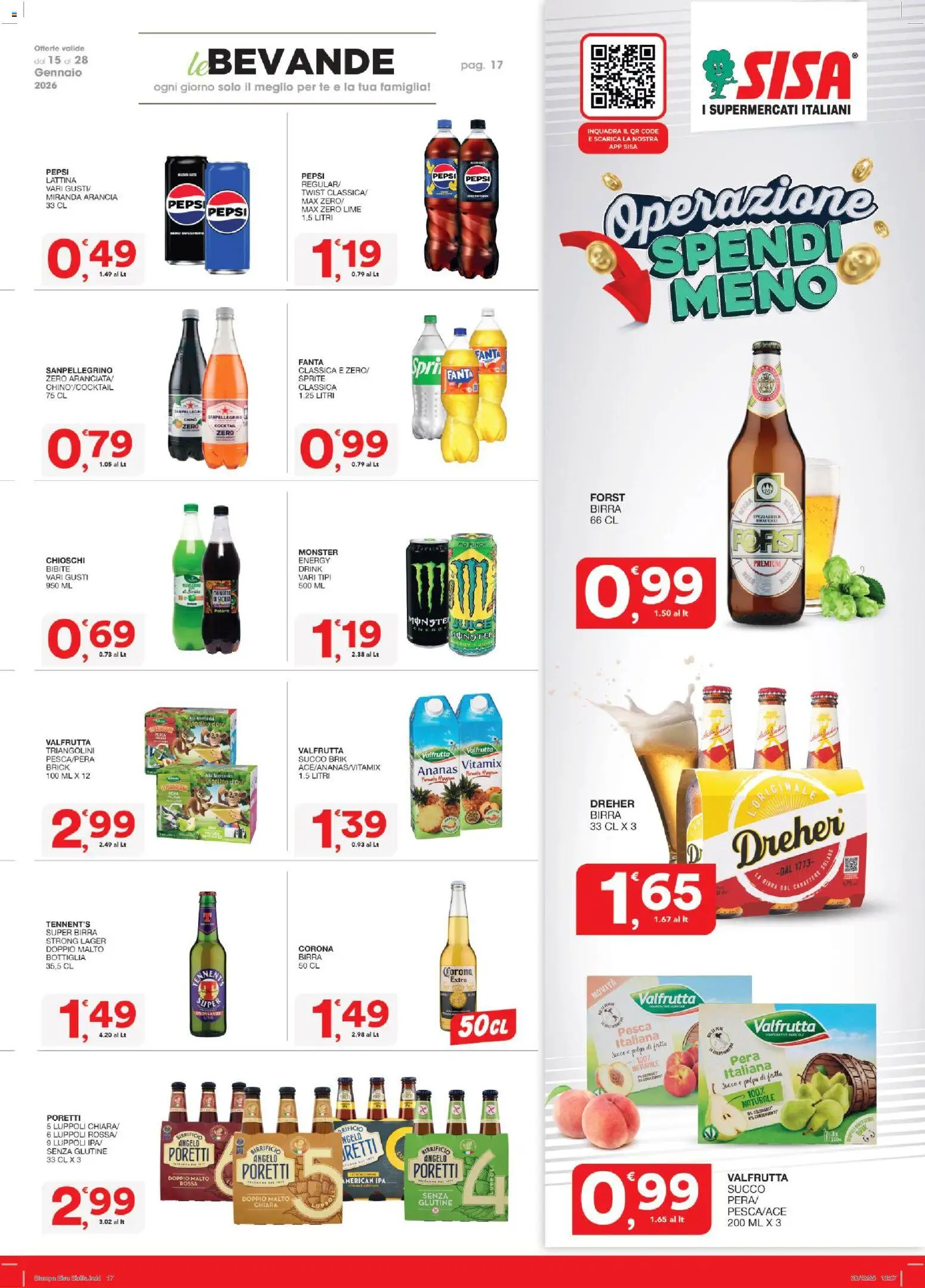 Volantino SISA del 15.01.2026 | Pagina: 17 | Prodotti: Ananas, Bibite, Pepsi, Bottiglia