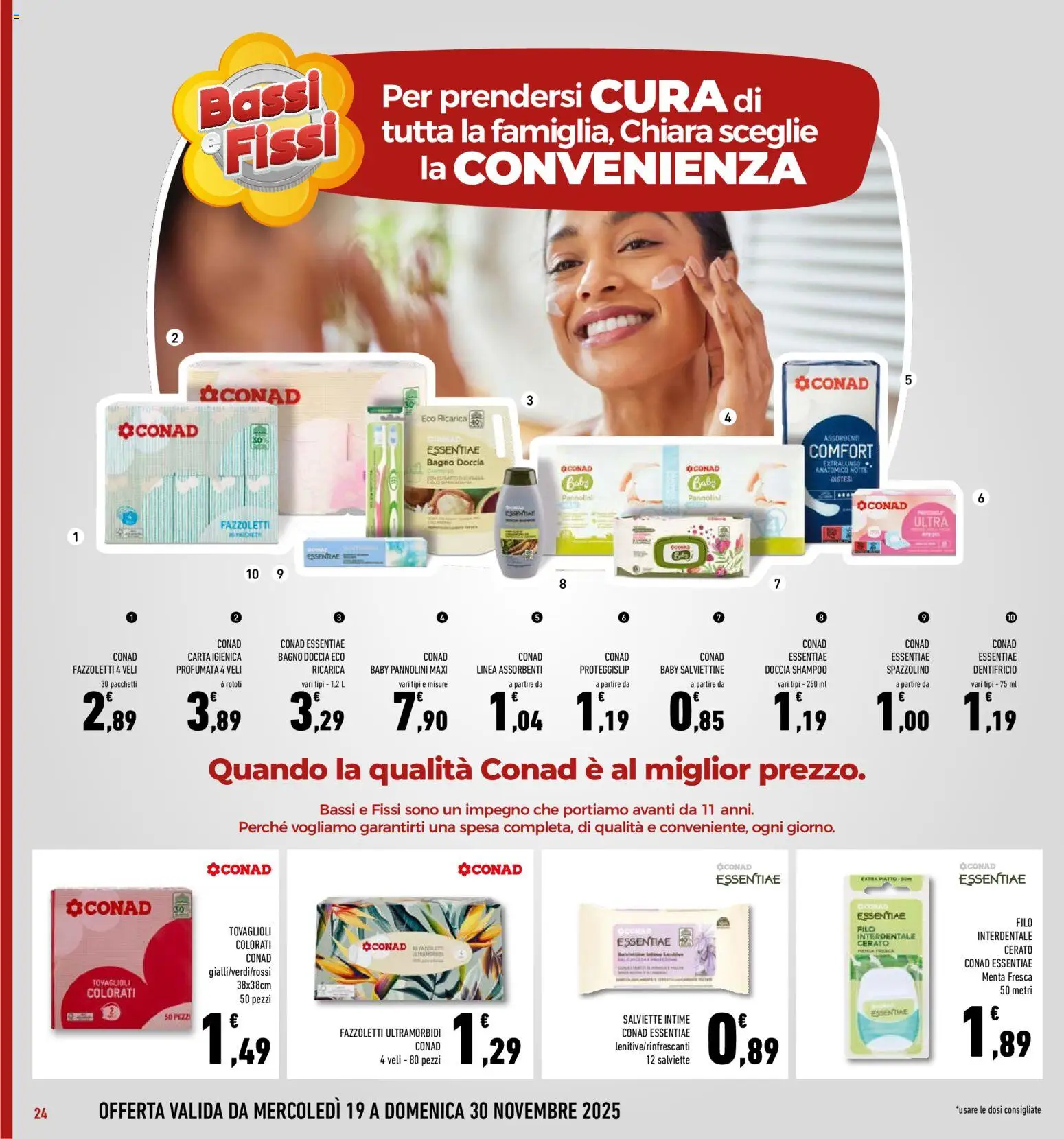 Volantino Conad del 19.11.2025 | Pagina: 24 | Prodotti: Shampoo, Dentifricio, Filo interdentale, Menta