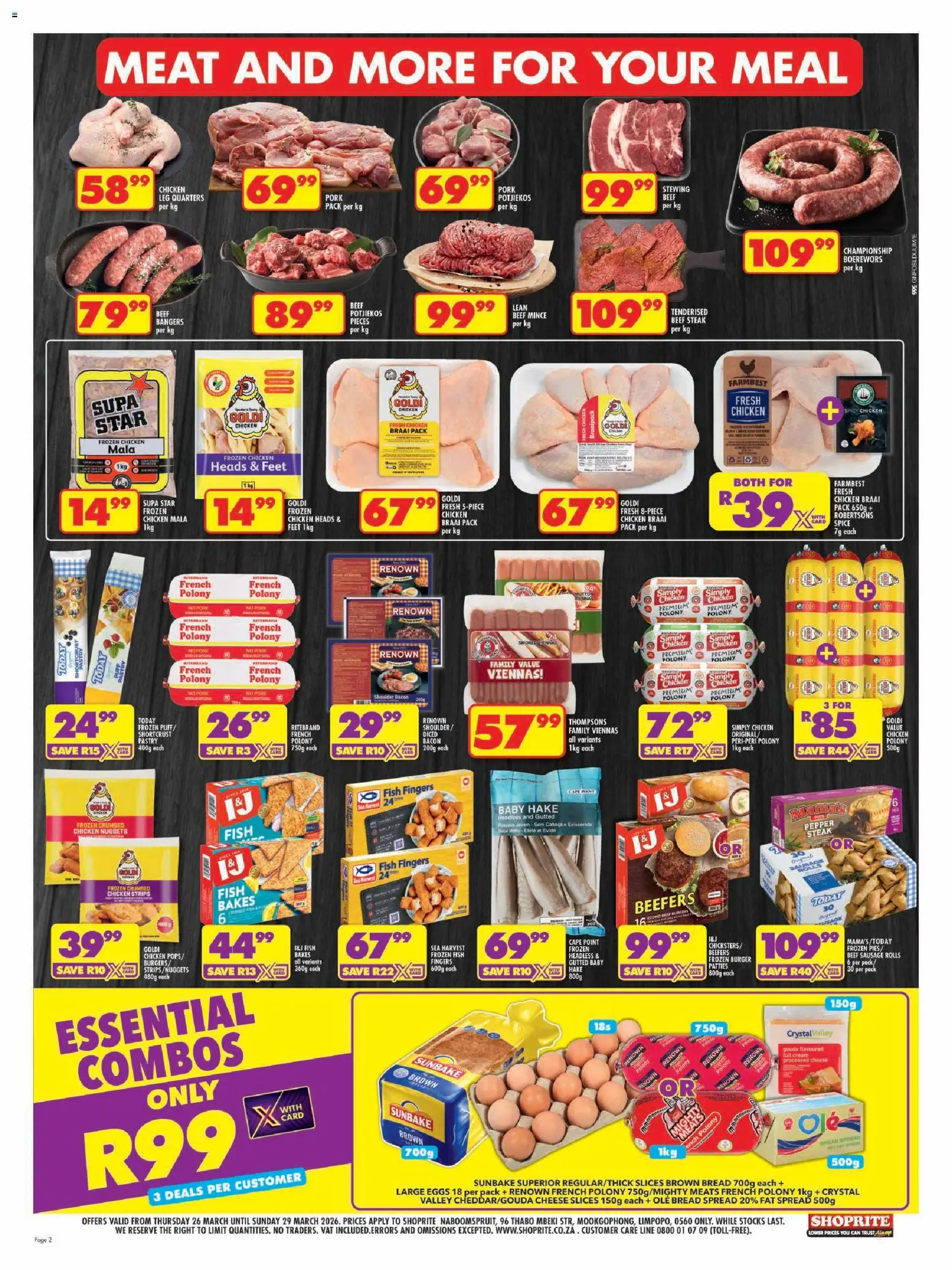 New Shoprite catalogue – valid from 26.03.2026 | Page: 2 | Products: Eggs, Fish, Fat spread, Bacon