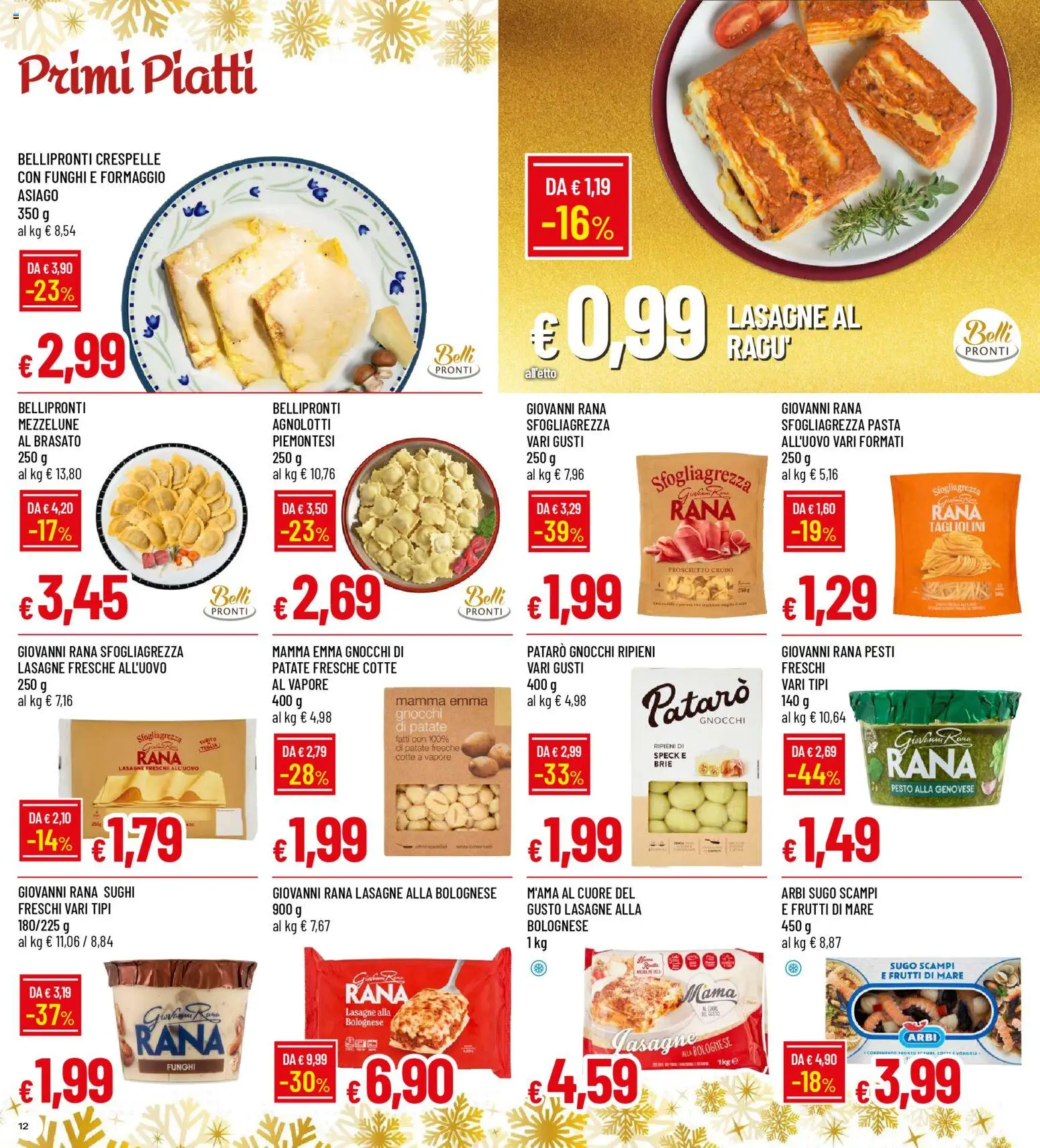 Volantino Famila del 15.12.2025 | Pagina: 12 | Prodotti: Speck, Frutti di mare, Prosciutto, Pasta