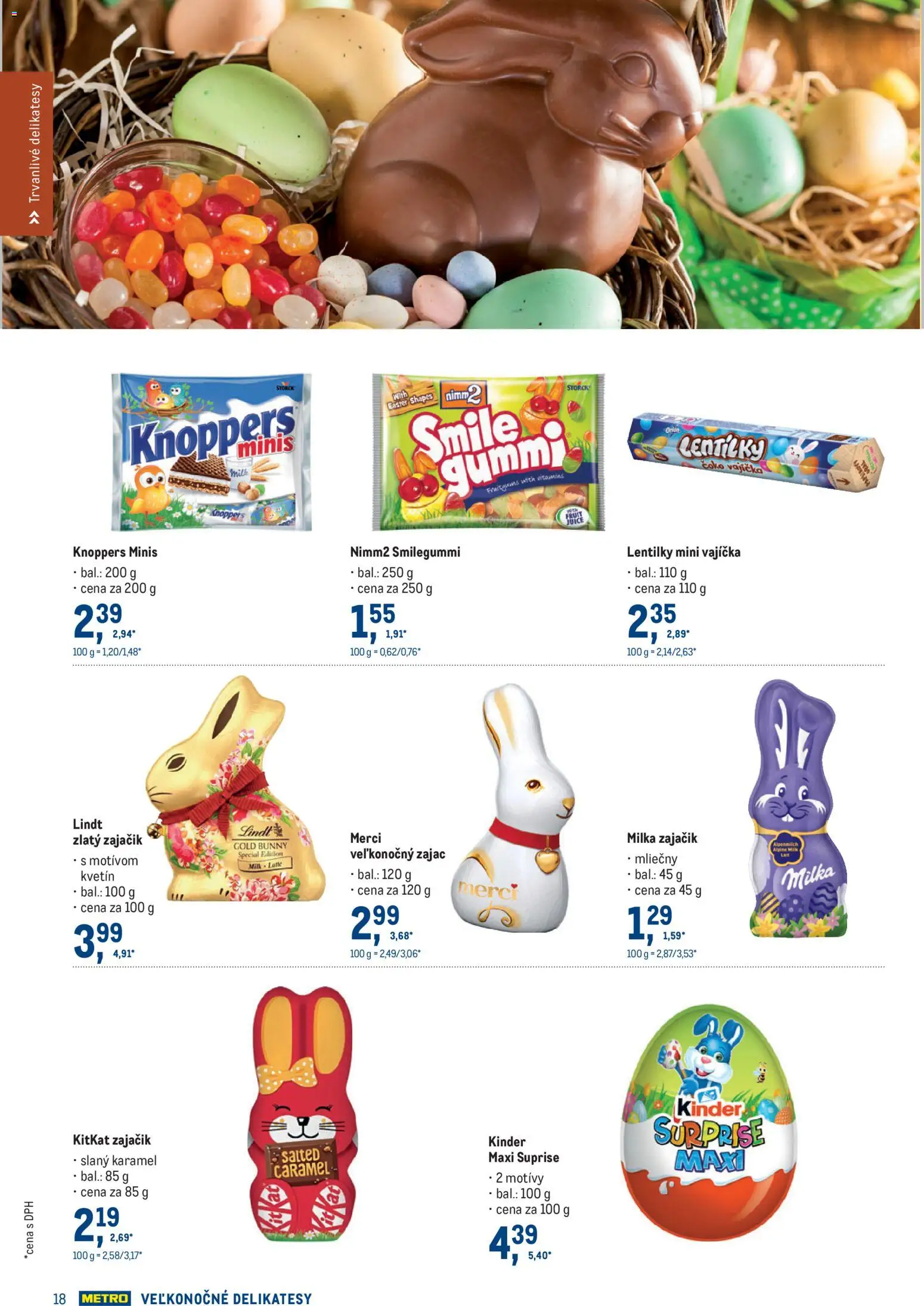 Nové Metro akcie – leták je platný od 11.03.2026 | Strana: 18 | Produkty: Merci, Kinder, Kinder Surprise, Milka