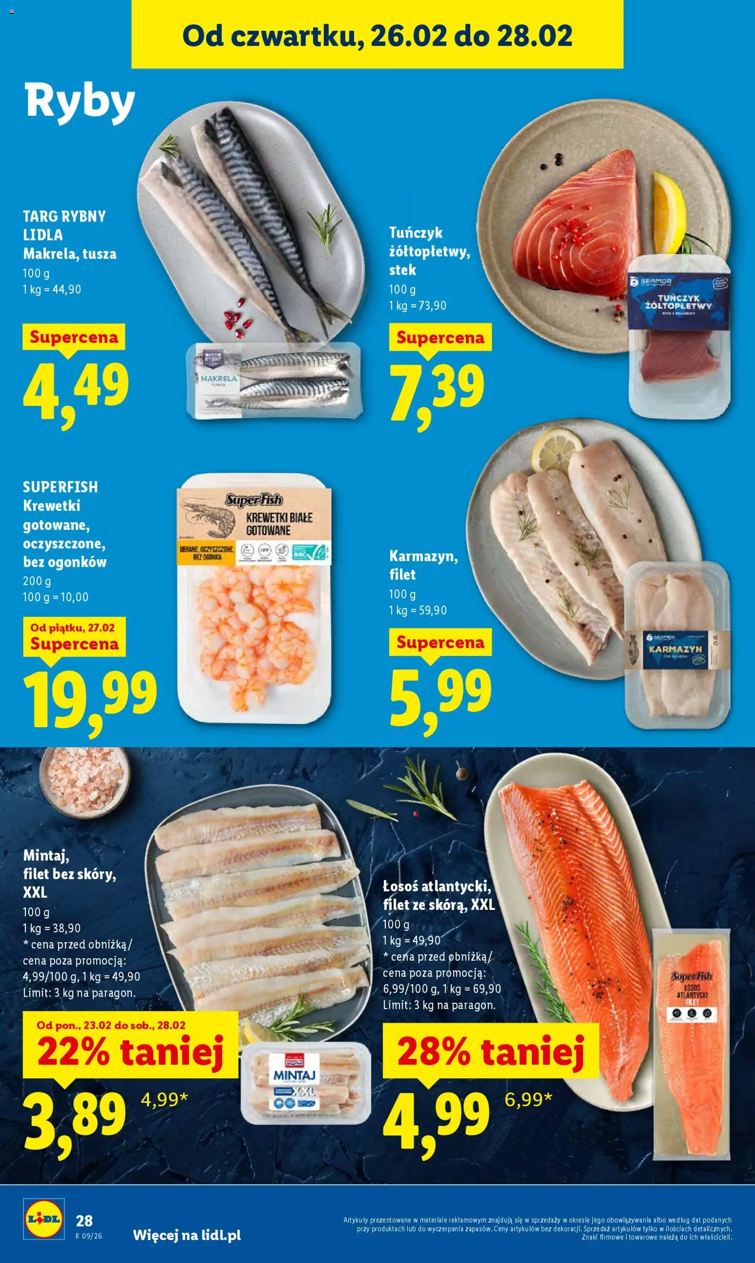 Lidl Polsko leták od 26.02.2026 | Strana: 28 | Produkty: Ryby, Losos, Makrela, Filet