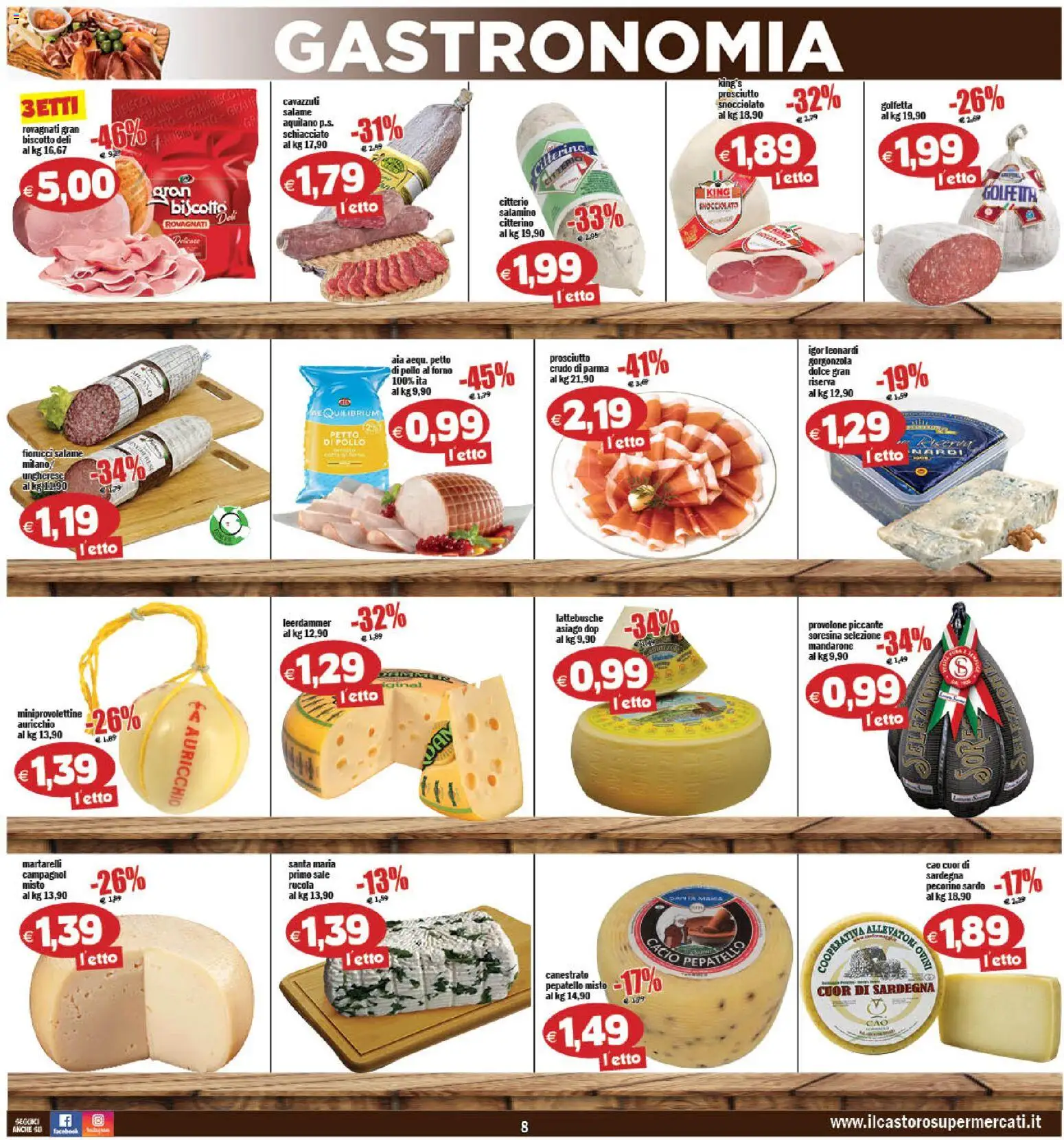 Volantino Il Castoro del 17.03.2026 | Pagina: 8 | Prodotti: Provolone, Sale, Gorgonzola, Pecorino