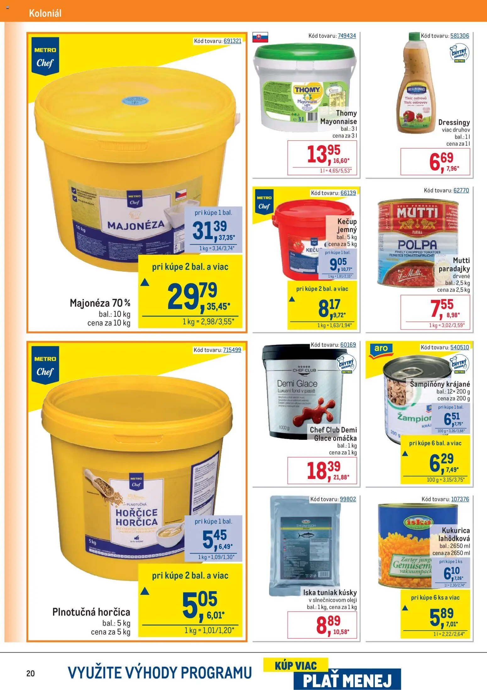 Nové Metro akcie – leták je platný od 22.04.2026 | Strana: 20 | Produkty: Tuniak, Paradajky, Kečup, Omáčka