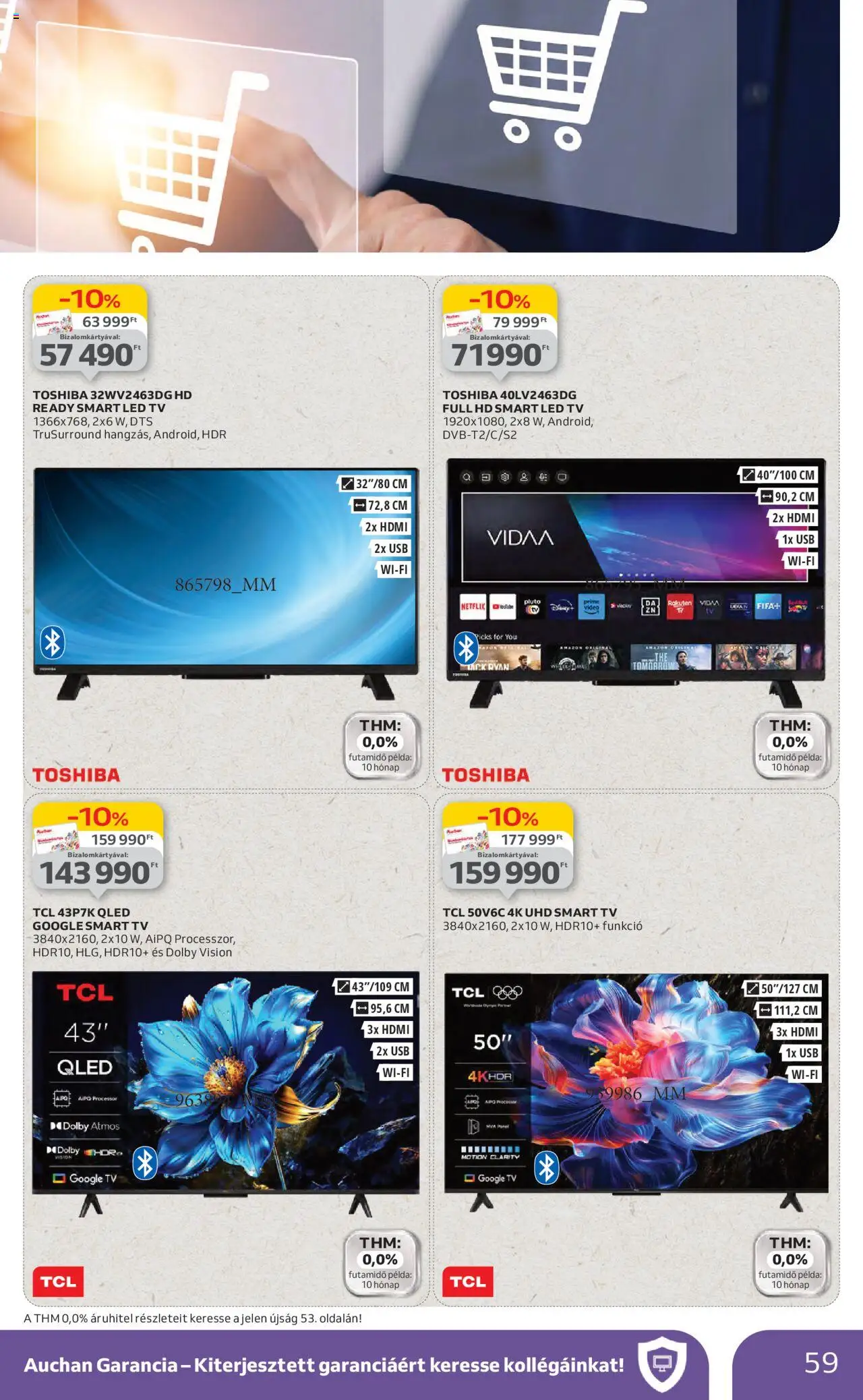 Auchan akciós ujság - amely érvényes a következő dátumtól: 26.06.2025 | Oldal: 59 | Termékek: Videó, USB, TV, Smart tv