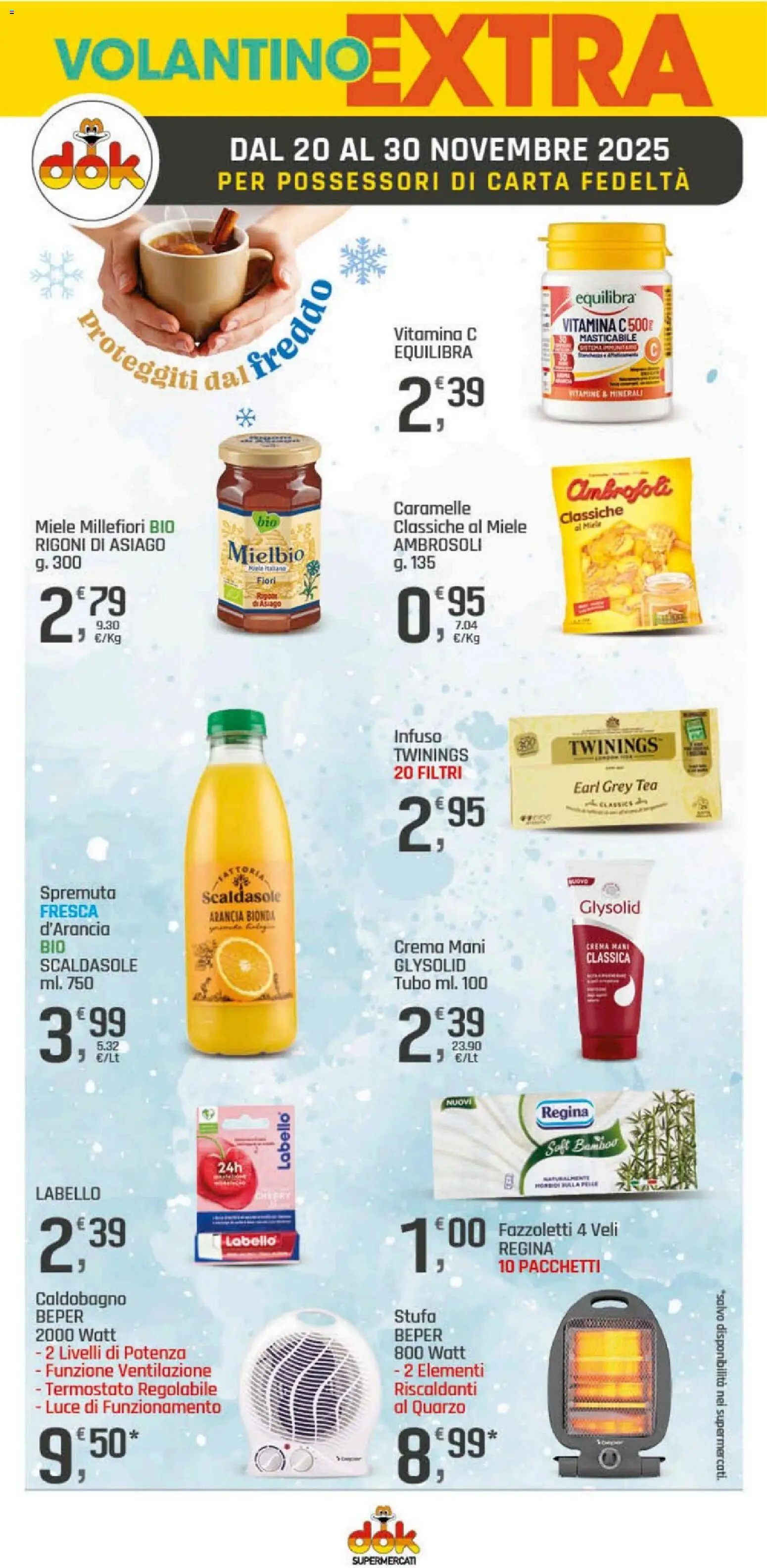 Volantino DOK del 20.11.2025 | Pagina: 14 | Prodotti: Caramelle, Fazzoletti, Stufa, Miele