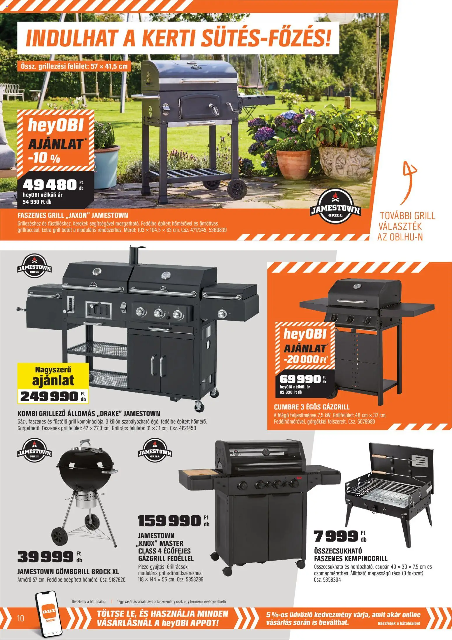 OBI akciós ujság - amely érvényes a következő dátumtól: 28.04.2026 | Oldal: 10 | Termékek: Grill, Gázgrill