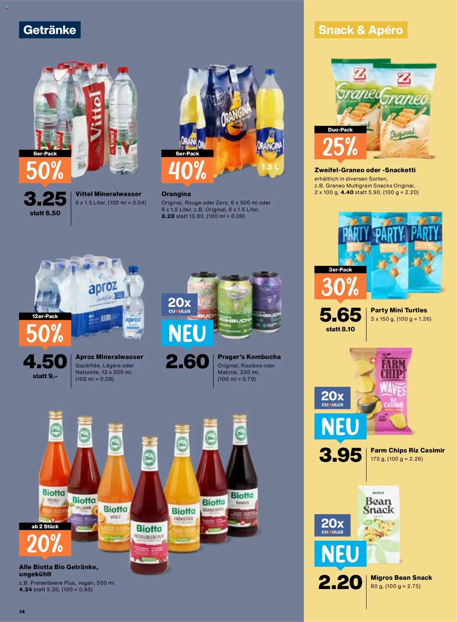 Migros aktionen – gültig ab 30.04.2026 | Seite: 14 | Produkte: Mineralwasser, Rouge, Chips