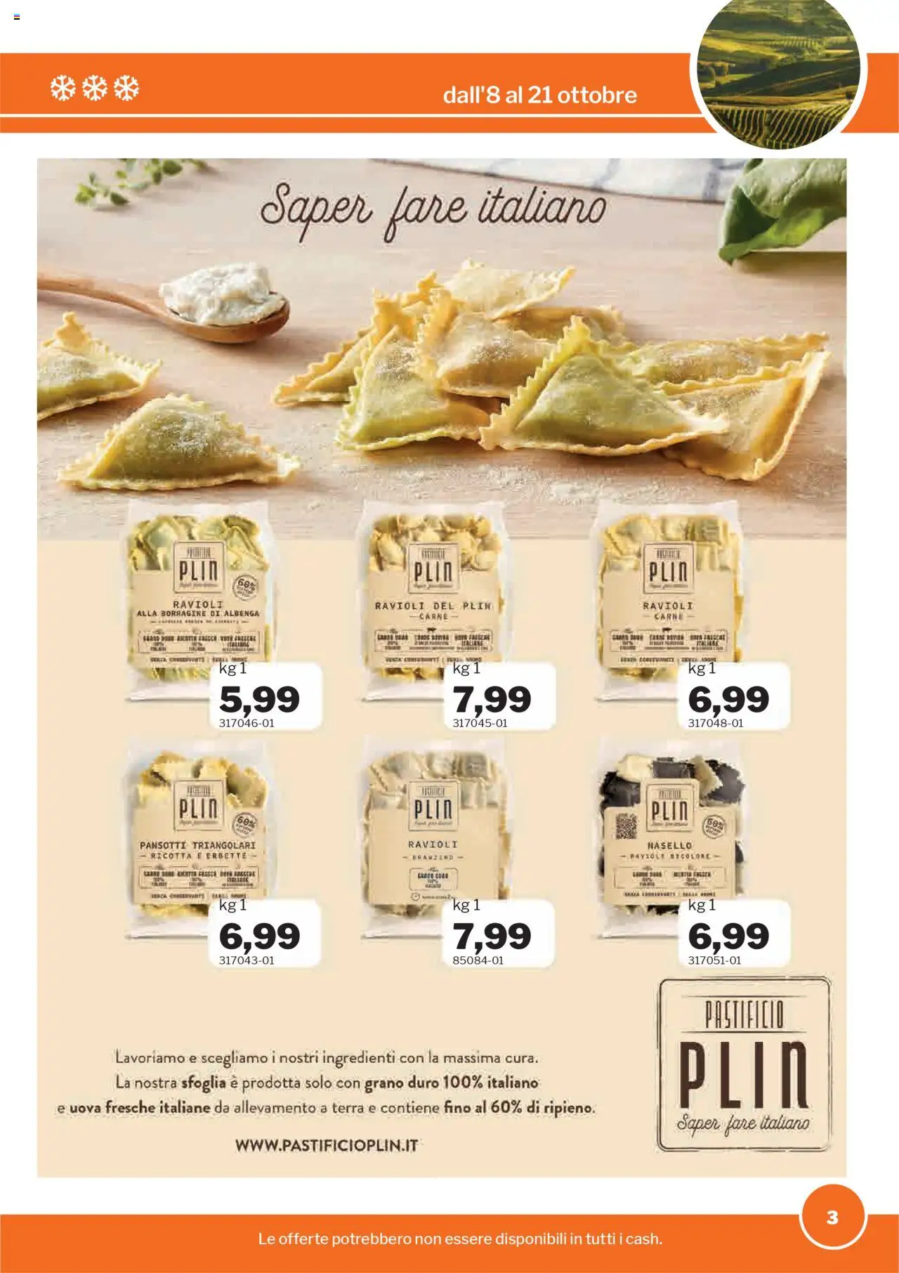 Volantino Sogegross del 08.10.2025 | Pagina: 3 | Prodotti: Uova, Ravioli, Ricotta, Nasello