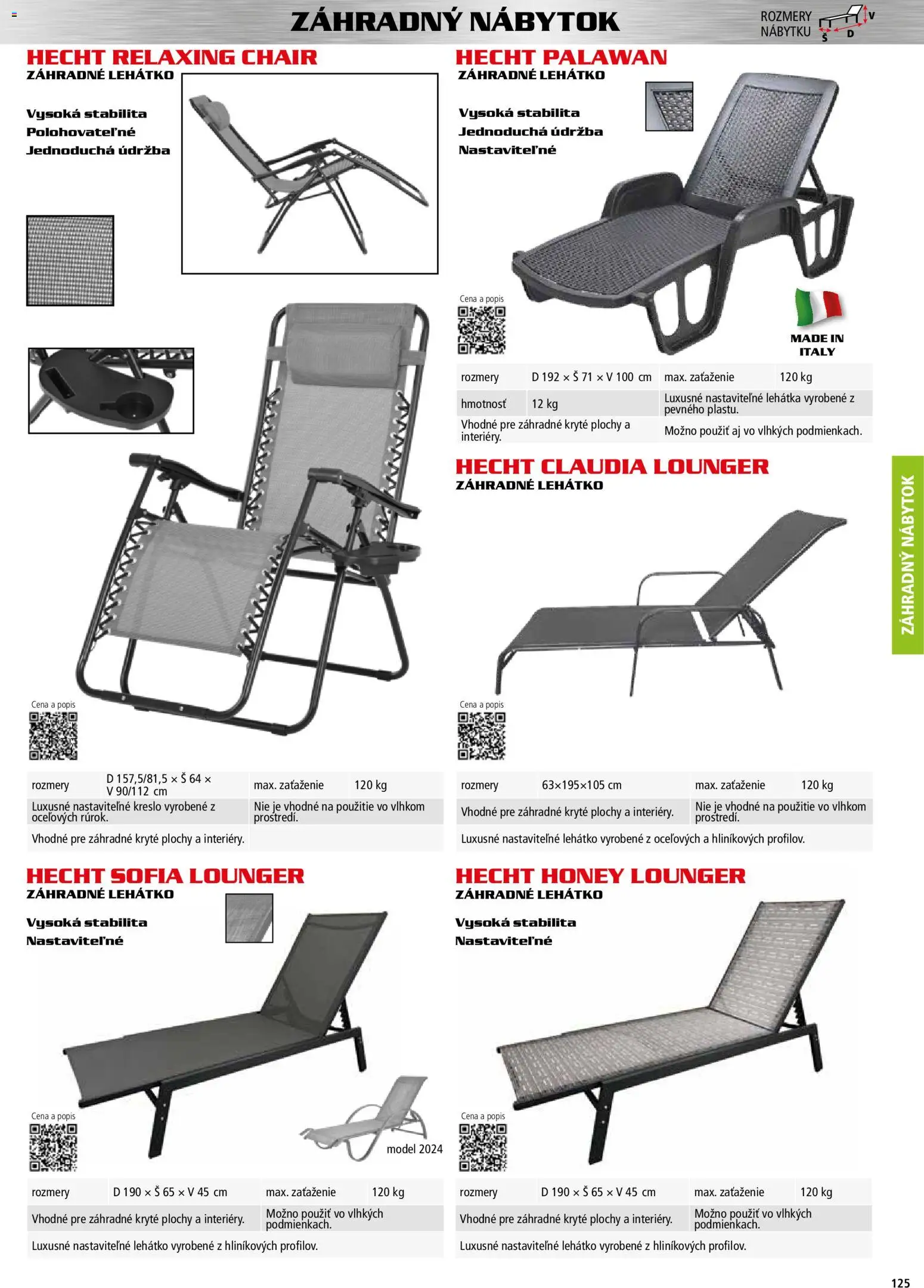 Nové Hecht akcie – leták je platný od 30.10.2025 | Strana: 125 | Produkty: Nábytok, Lehatko zahradne, Lehátka, Záhradný nábytok