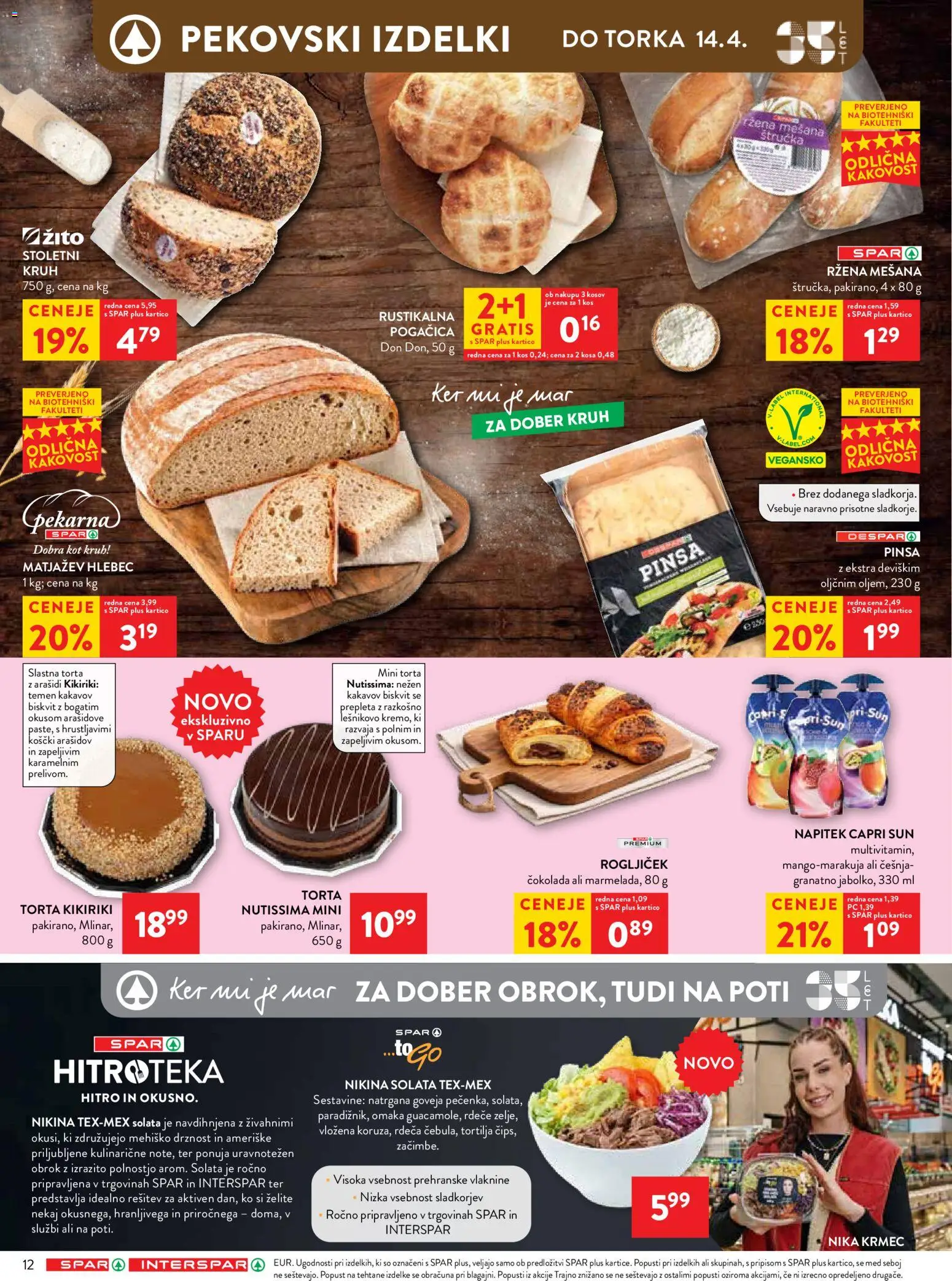 Novi Spar katalog ponudbe – veljaven od 08.04.2026 | Stran: 12 | Izdelki: Štručka, Kos, Kruh, Solata