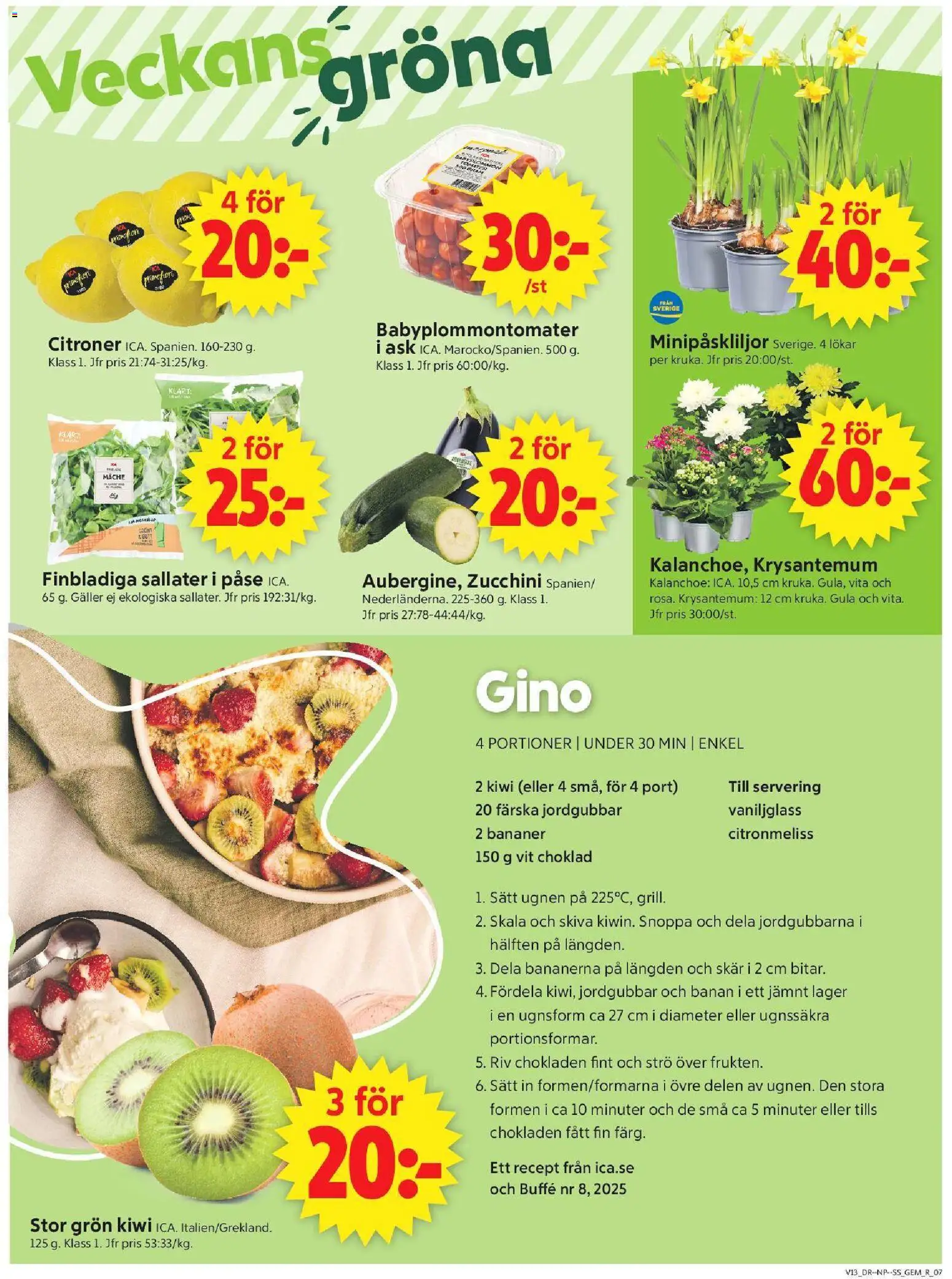 ICA Supermarket reklamblad aktuell från 23.03.2026 | Sida: 9 | Produkter: Bananer, Jordgubbar, Kiwi, Ugnen