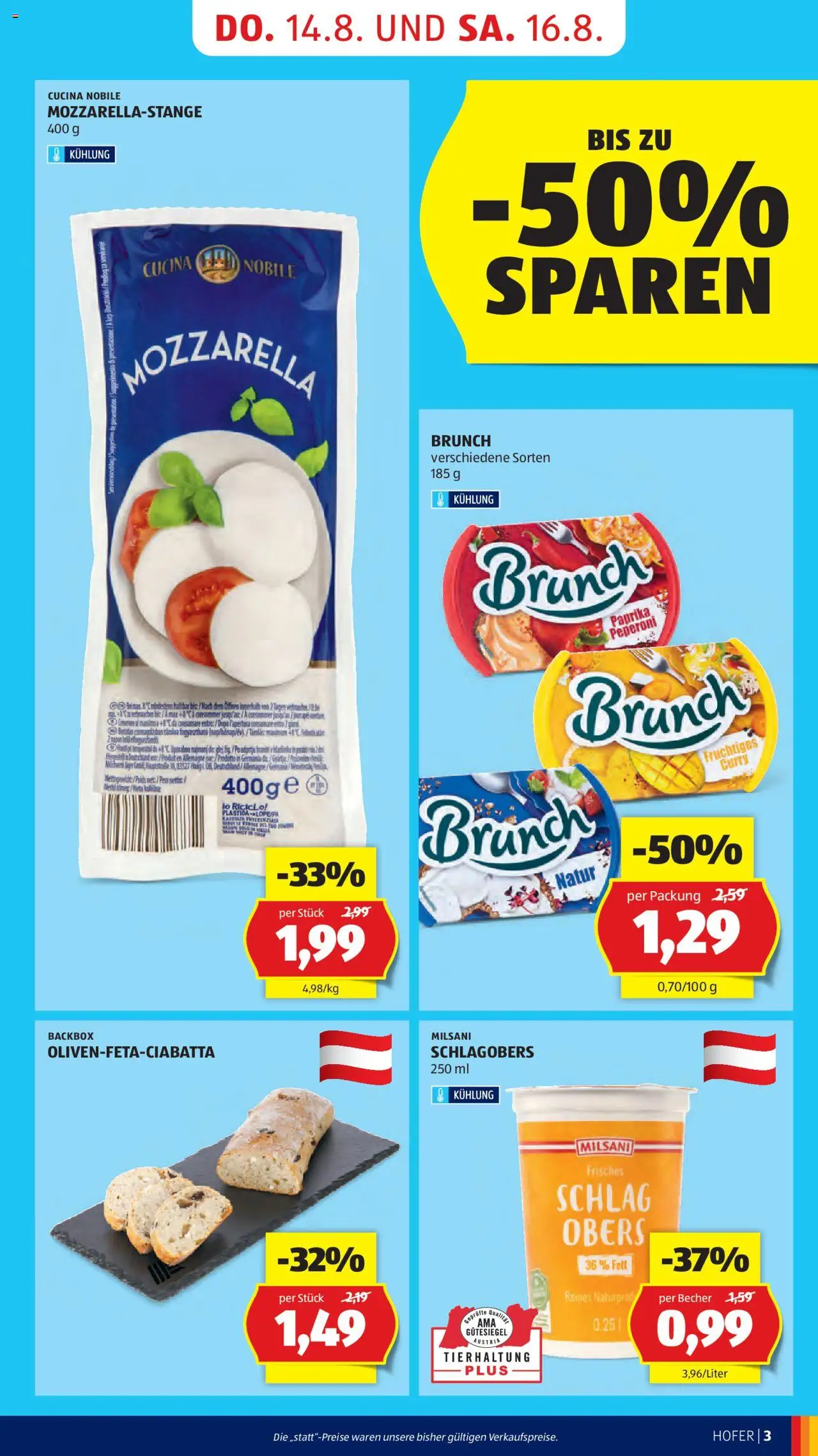 Hofer AT akciós ujság - amely érvényes a következő dátumtól: 14.08.2025 | Oldal: 5 | Termékek: Mozzarella