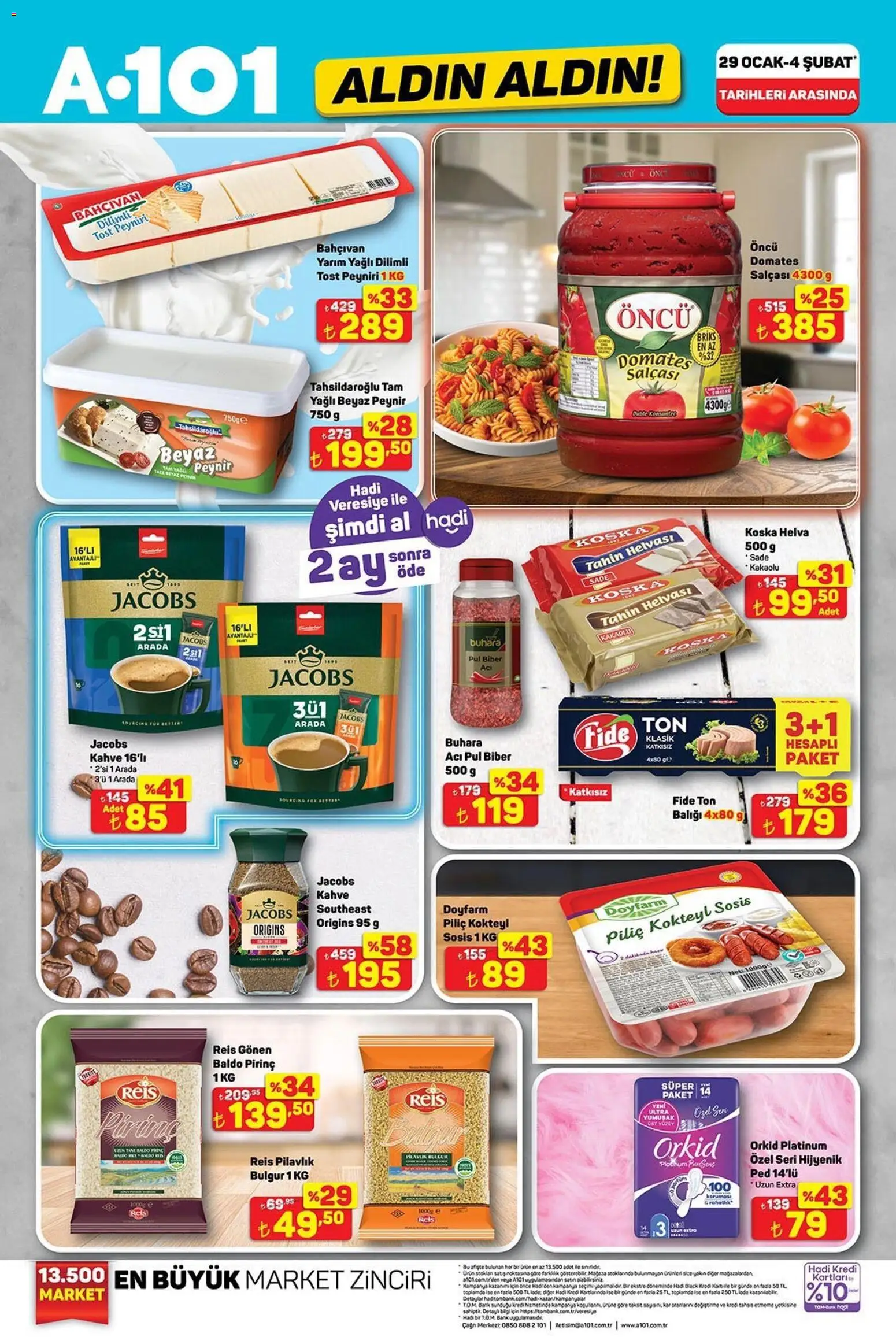 A101 Katalog Aldın Aldın - 29.01.2026 tarihinden itibaren geçerlidir | Sayfa: 1 | Ürünler: Peynir, Domates, Sosis, Piliç